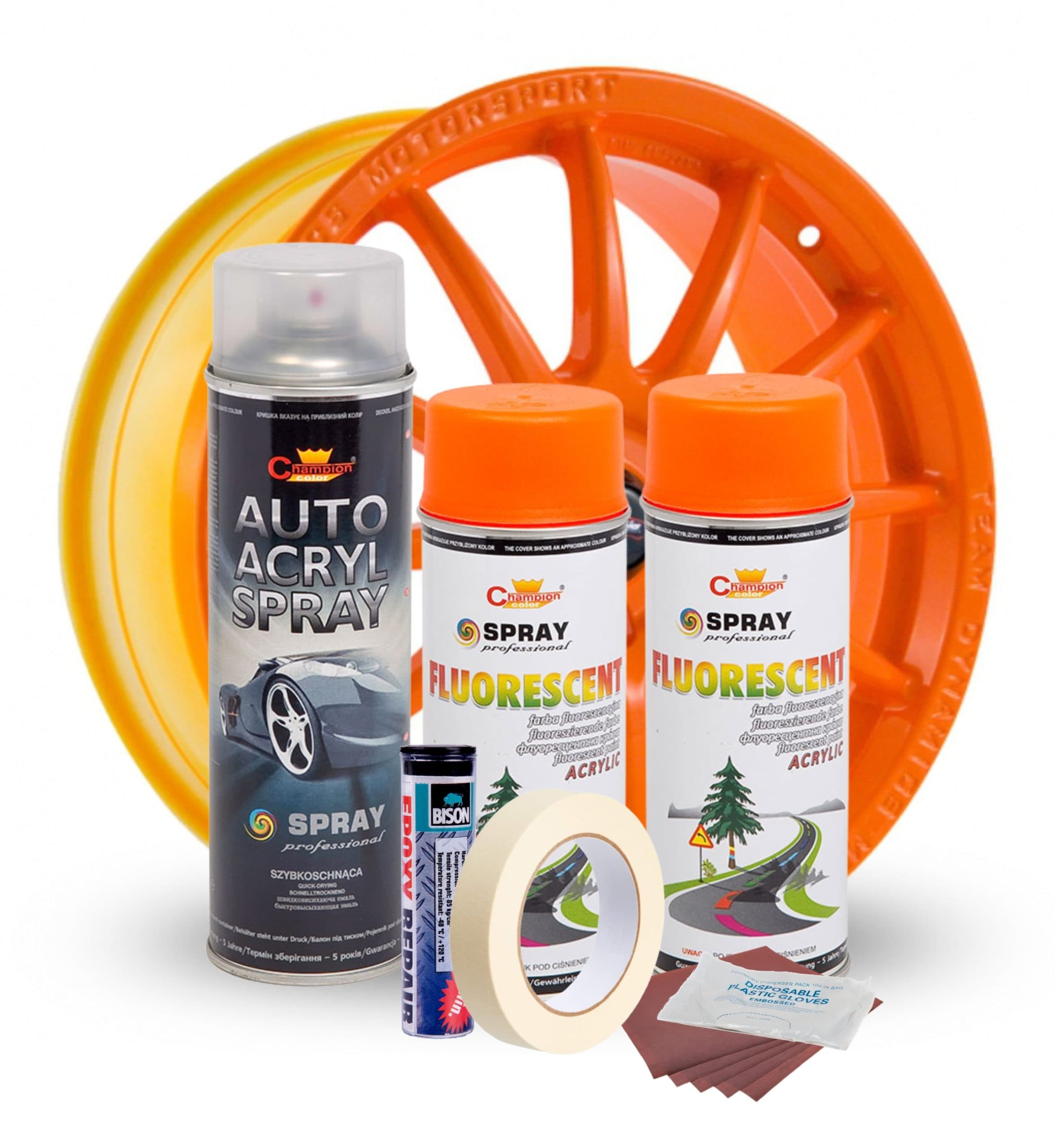Kit reparatie si vopsire jante AVEX.ro Orange Fluorescent — imagine 2