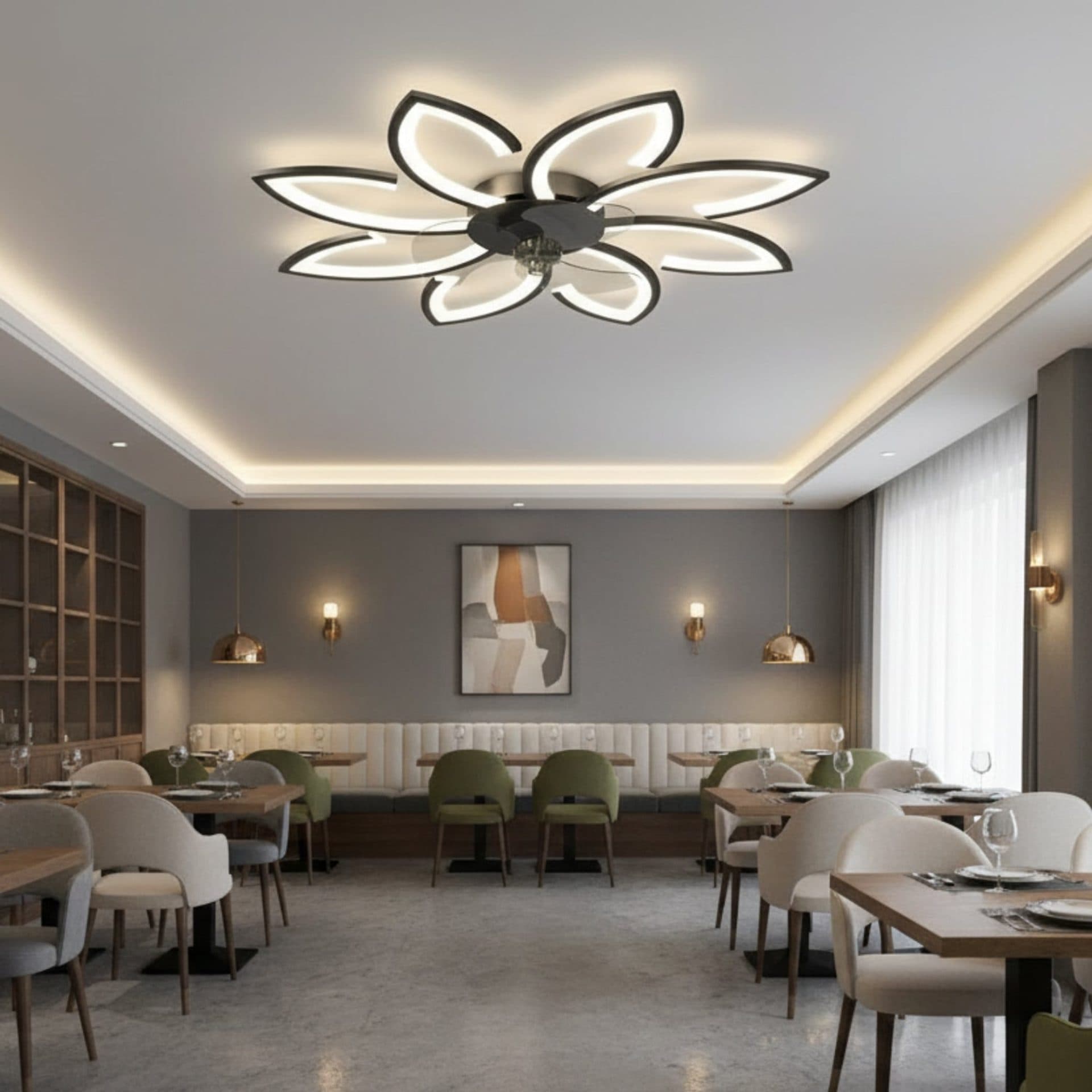 Lustra LED Ventilator Flippy ANEMO 47W D87cm Negru — imagine 1