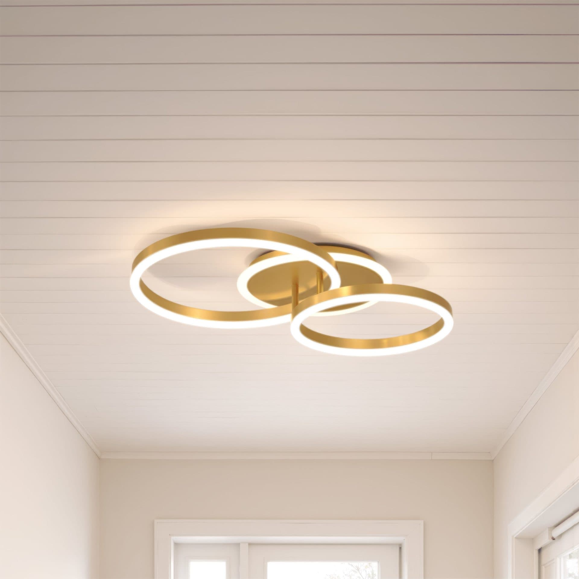 Lustra LED Flippy 66W, telecomanda, lumina Rece/Calda/Neutra, Auriu Lucios — imagine 6