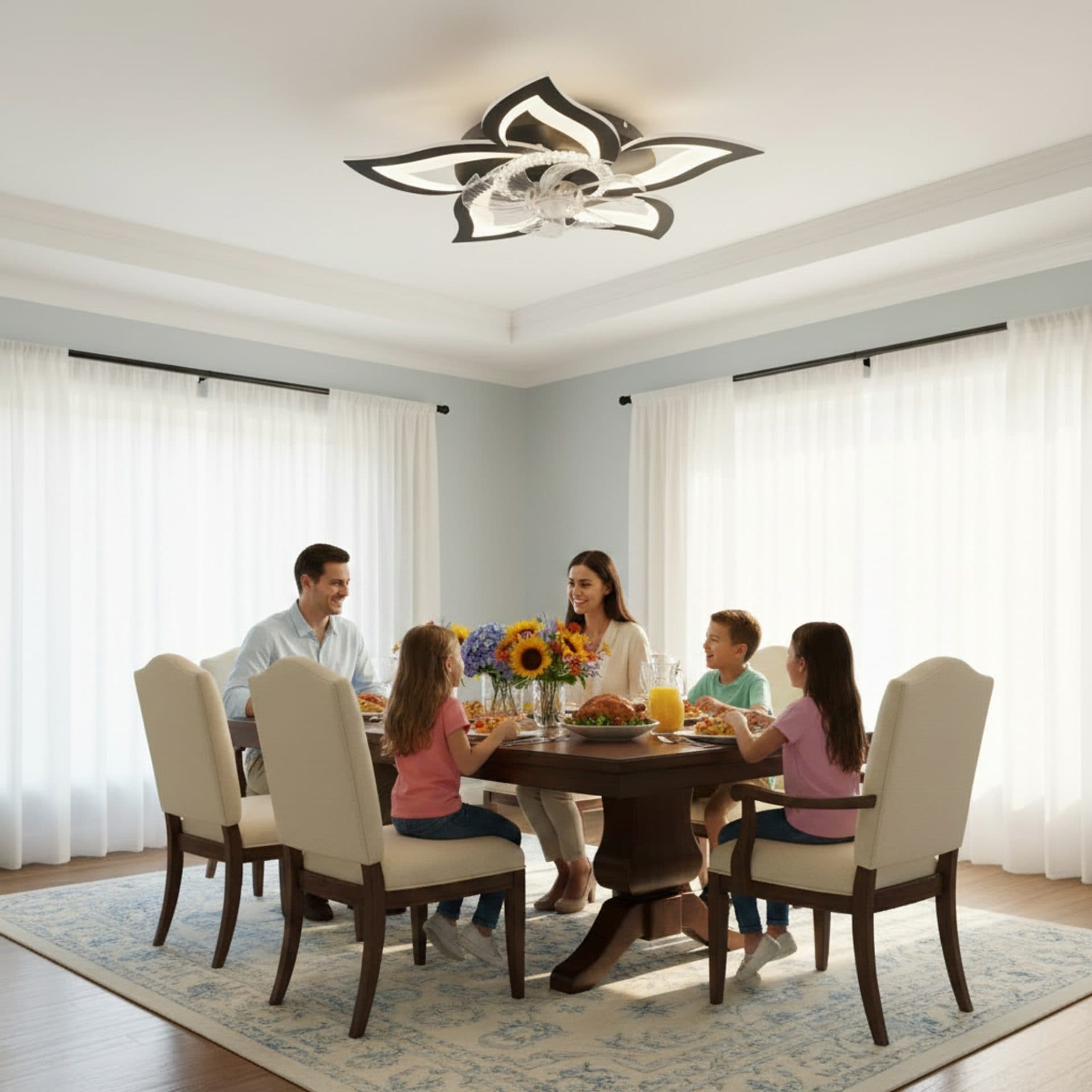 Lustra LED Ventilator Flippy 49W D85cm Telecomanda Negru — imagine 4