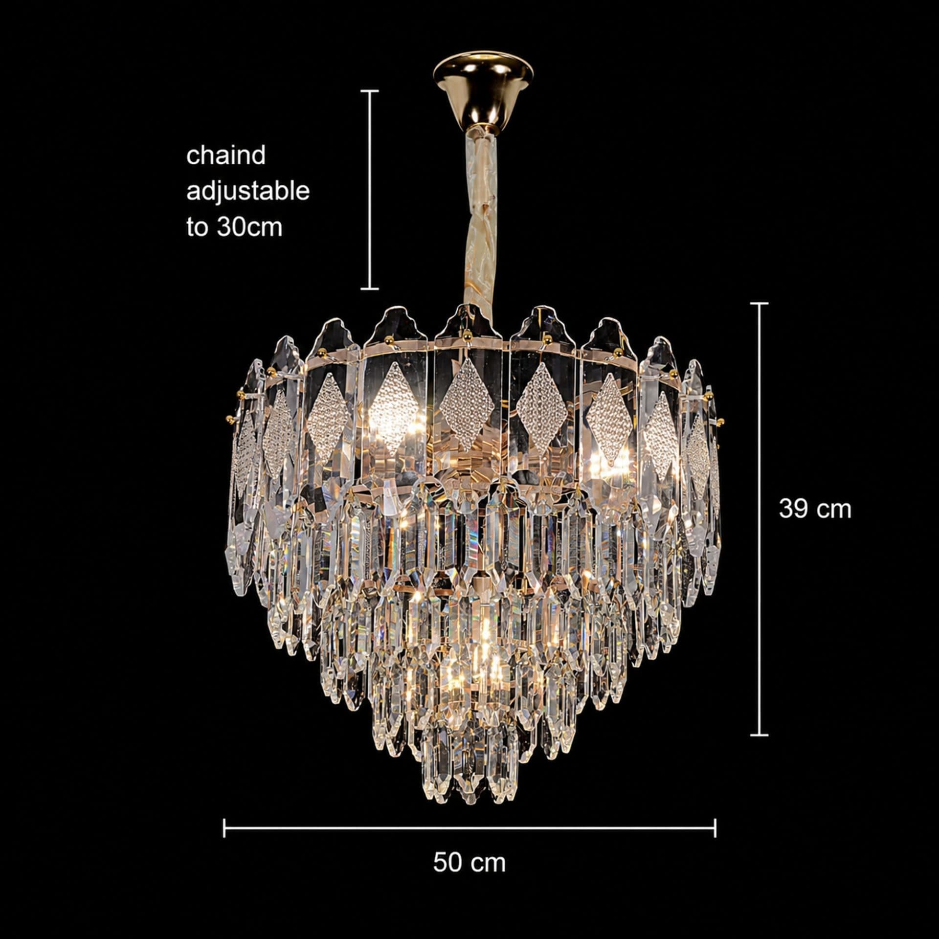 Candelabru Flippy Cristal VELVET Eleganza 9x E14 D50 cm Auriu — imagine 4