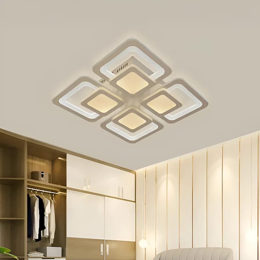 Lustra LED 96W 4 Patrate Flippy Alb Mat — imagine 1