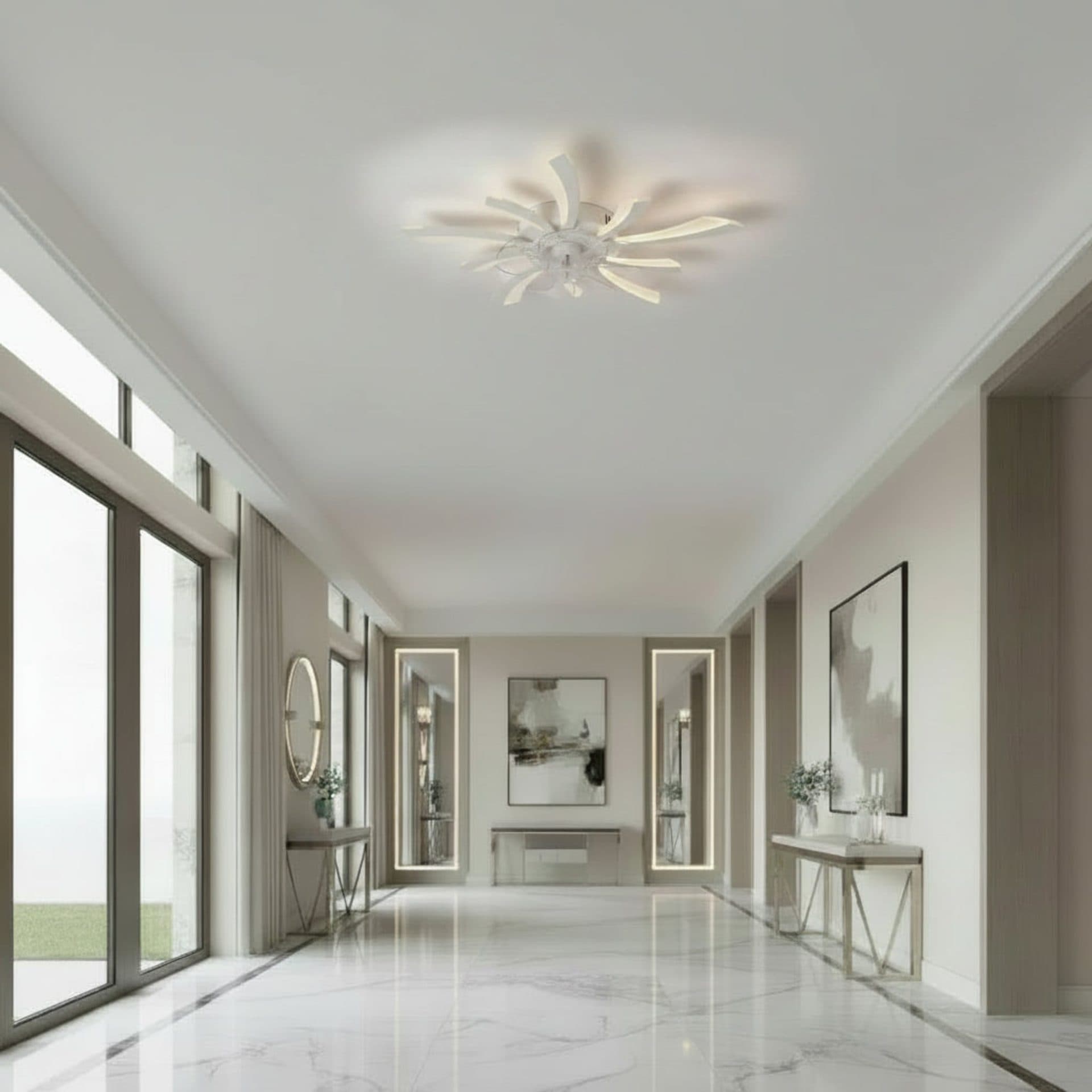 Lustra LED Ventilator Flippy 29W D77cm Telecomanda Alb — imagine 3