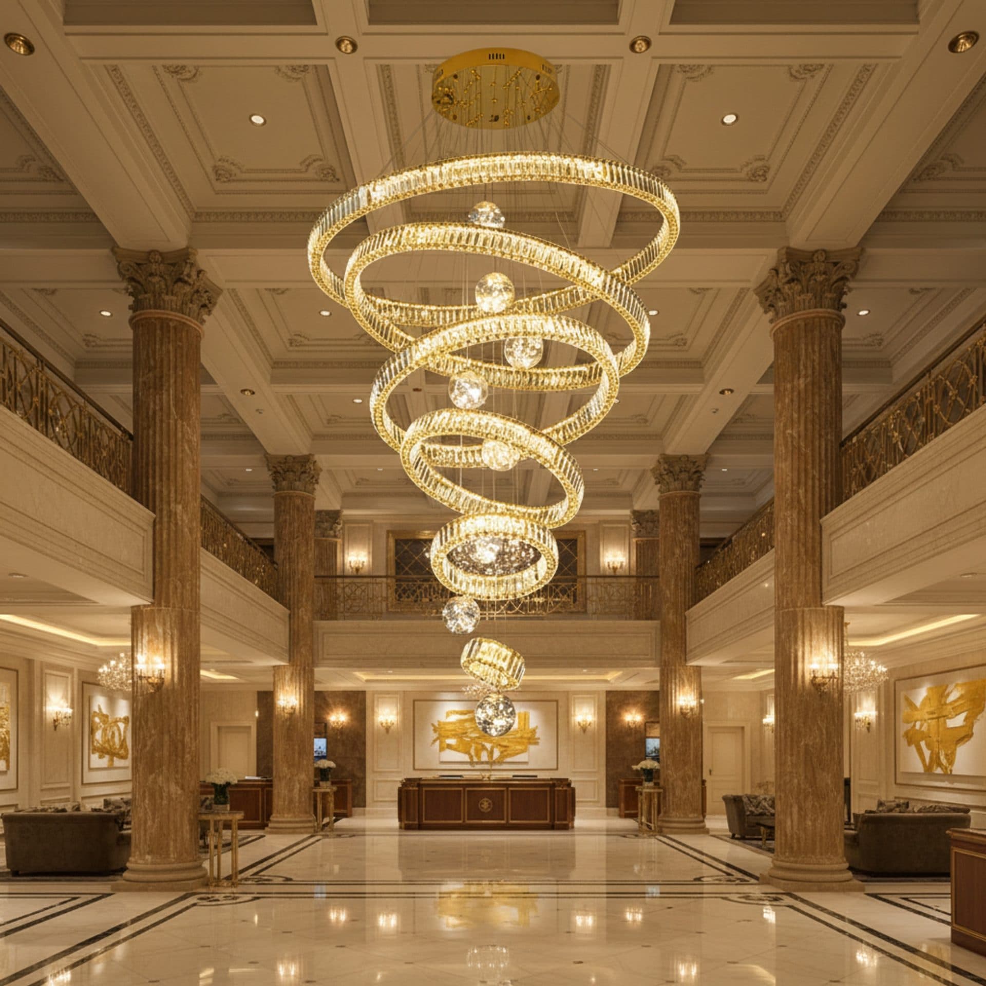 Candelabru Cristal Flippy KOLO Supremo 120x350cm Lumina Calda/Neutra/Rece Auriu Metal si Cristal — imagine 4