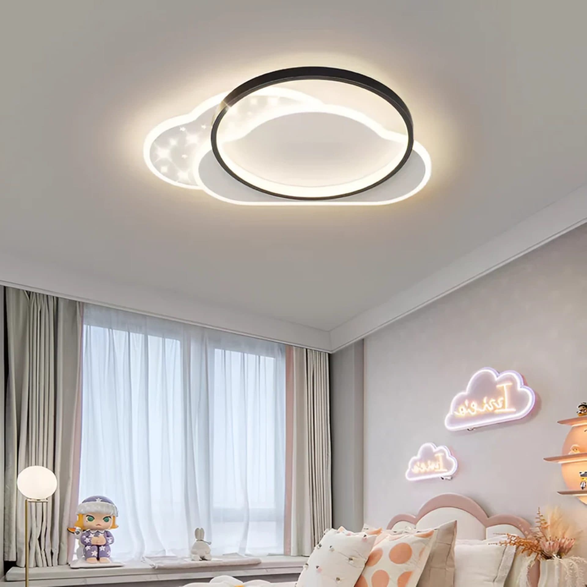Lustra LED Flippy 71W cu telecomanda, Negru — imagine 1