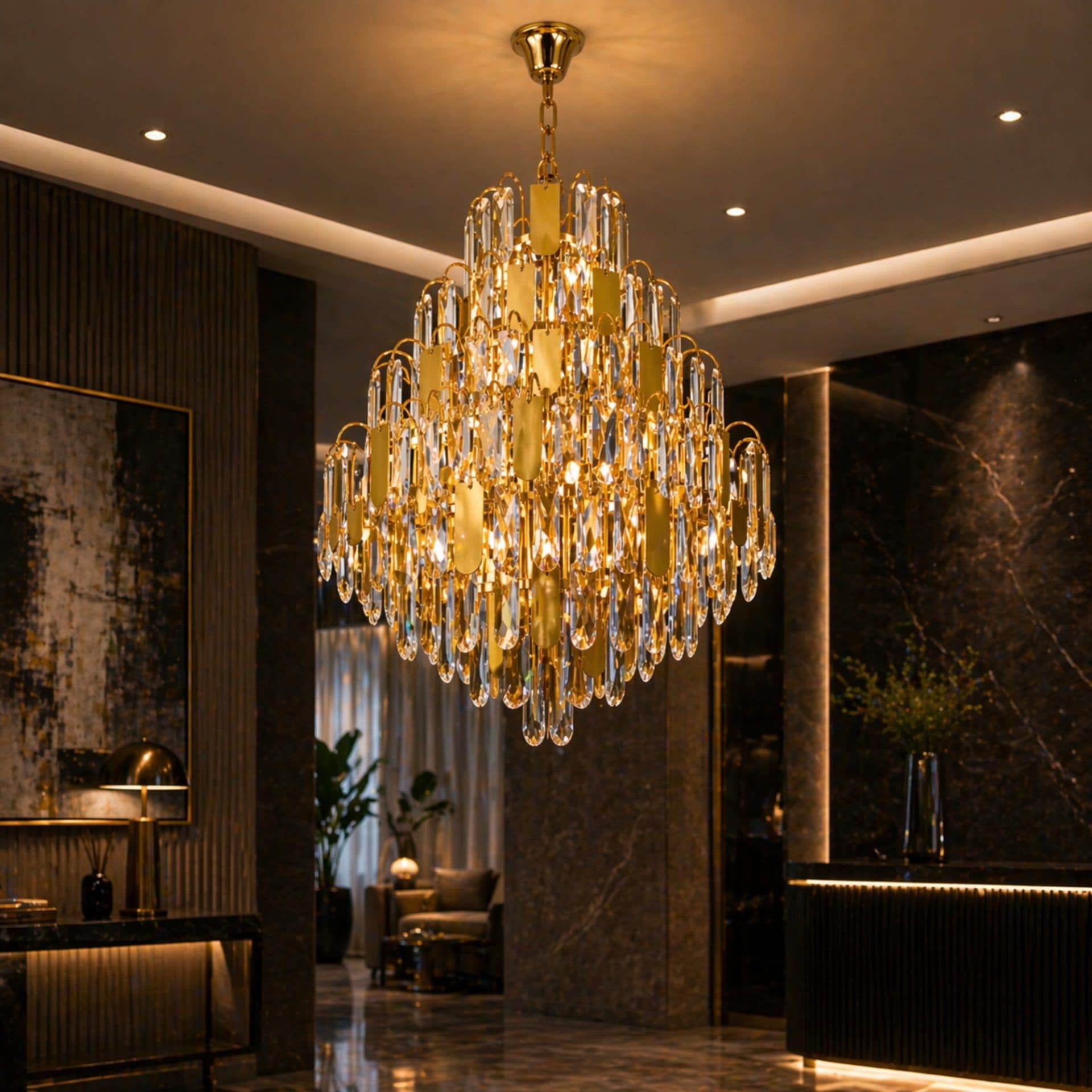 Candelabru Flippy Cristal TIER Eleganza 10x E14 D50 cm Auriu — imagine 4