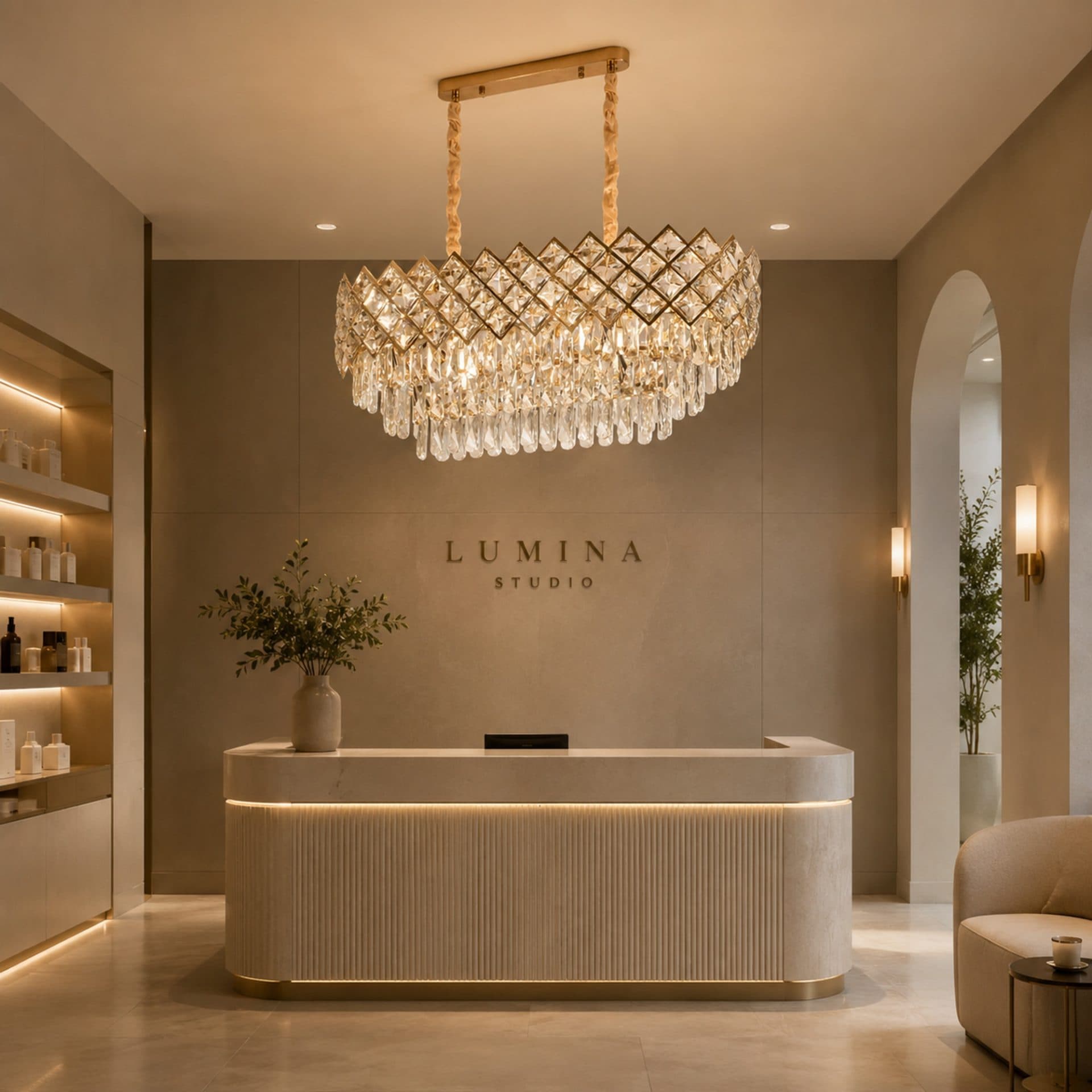 Candelabru Cristal Flippy 8x E14 Auriu Inaltime Reglabila — imagine 3