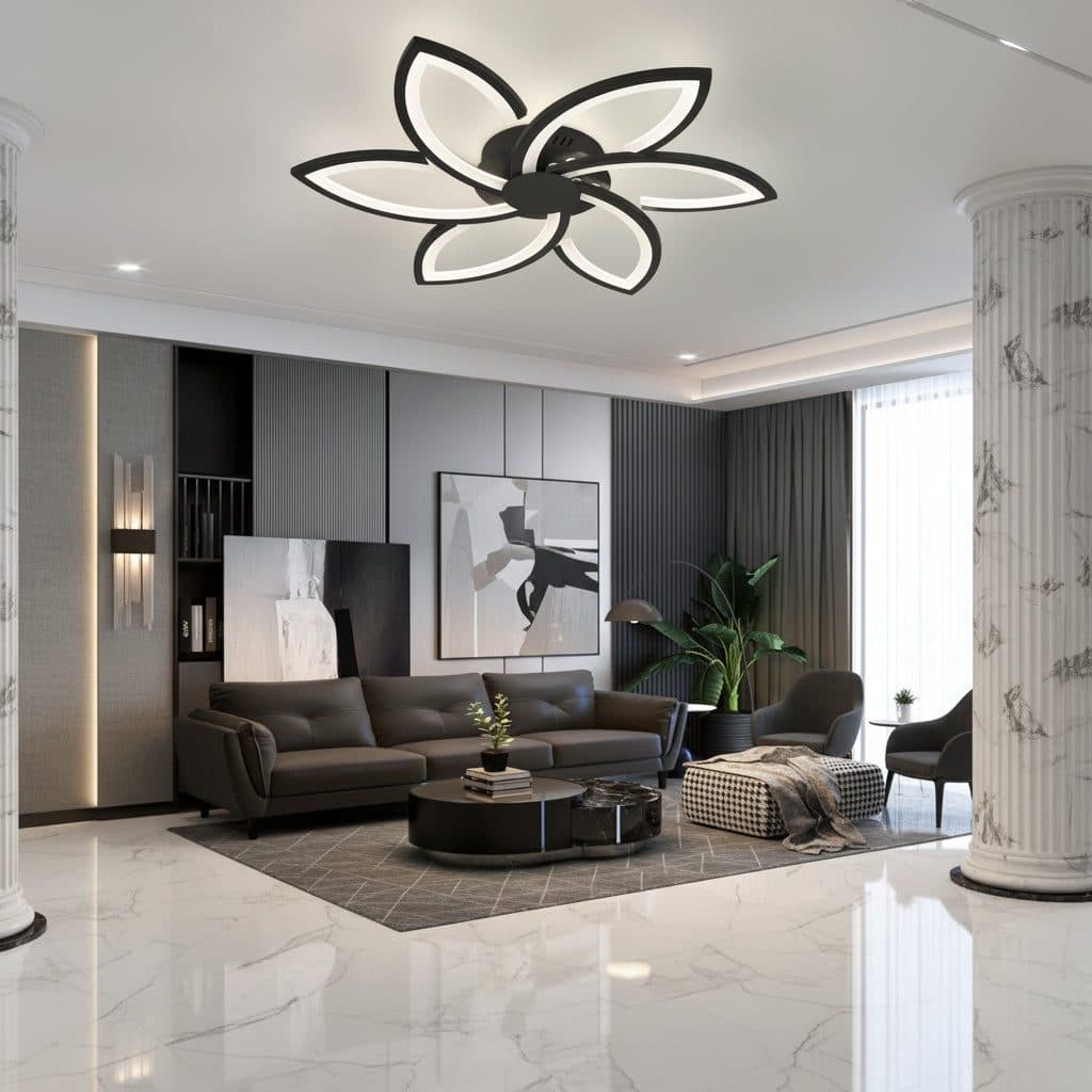 Lustra LED Flippy FLORA 82W 6 Petale Dimabila Negru — imagine 3