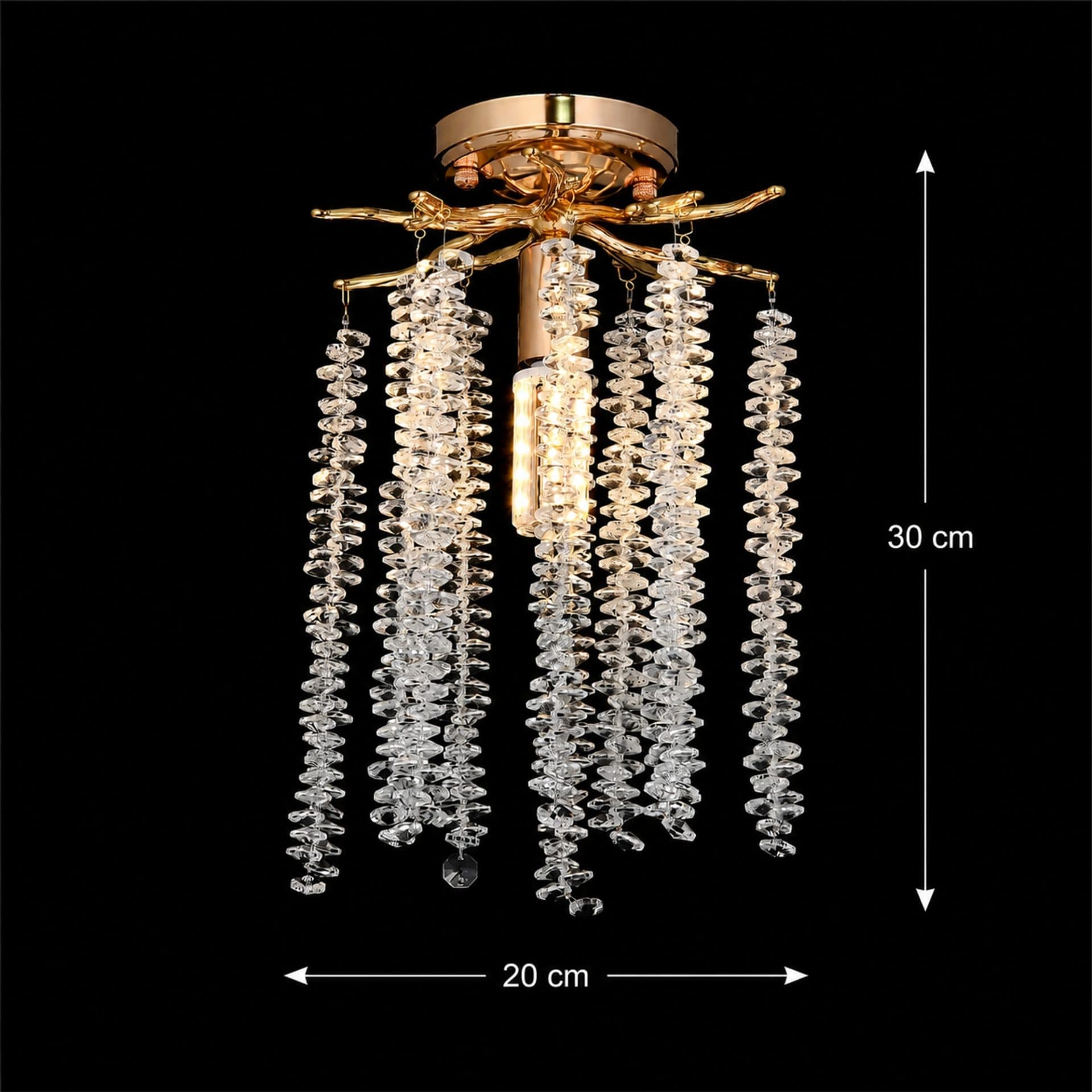 Candelabru Flippy Cristal ARBUS Petito Auriu Metal si Cristal Ø20cm 1xE14 — imagine 4