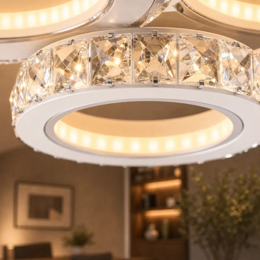 Lustra LED Flippy Rotunda RGB 82W 4 Cercuri Telecomanda Alb — imagine 3