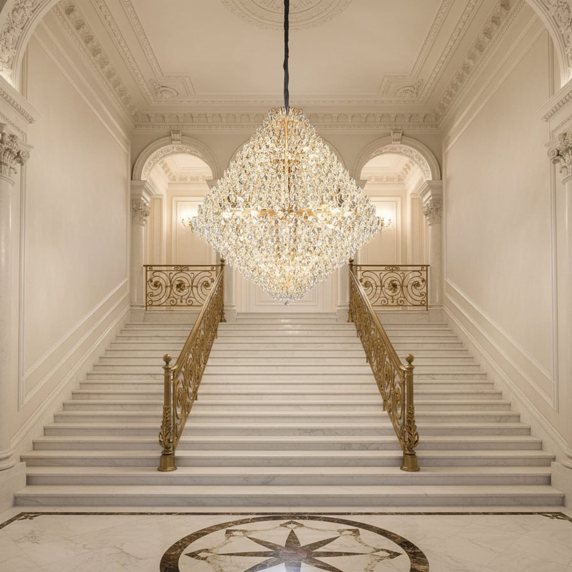 Candelabru Cristal KONIG Grande Supremo Auriu 54x E14 D150 cm — imagine 1