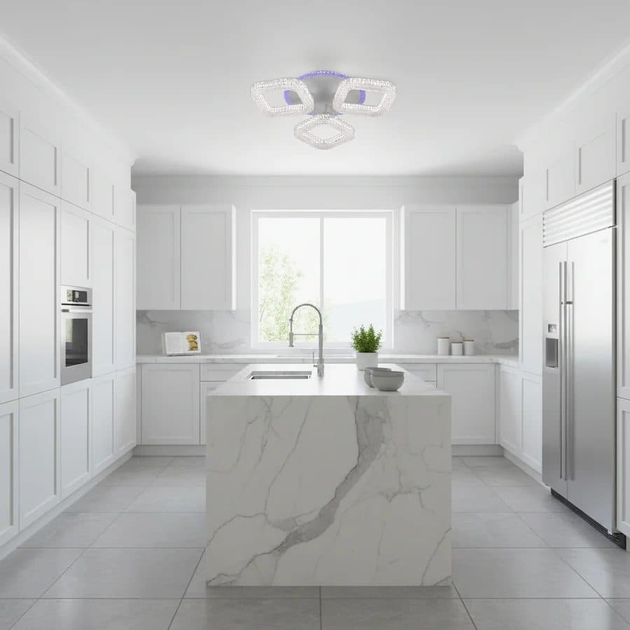 Lustra LED Flippy RENATO Nobile 39W cu telecomanda si cristal Alb — imagine 1
