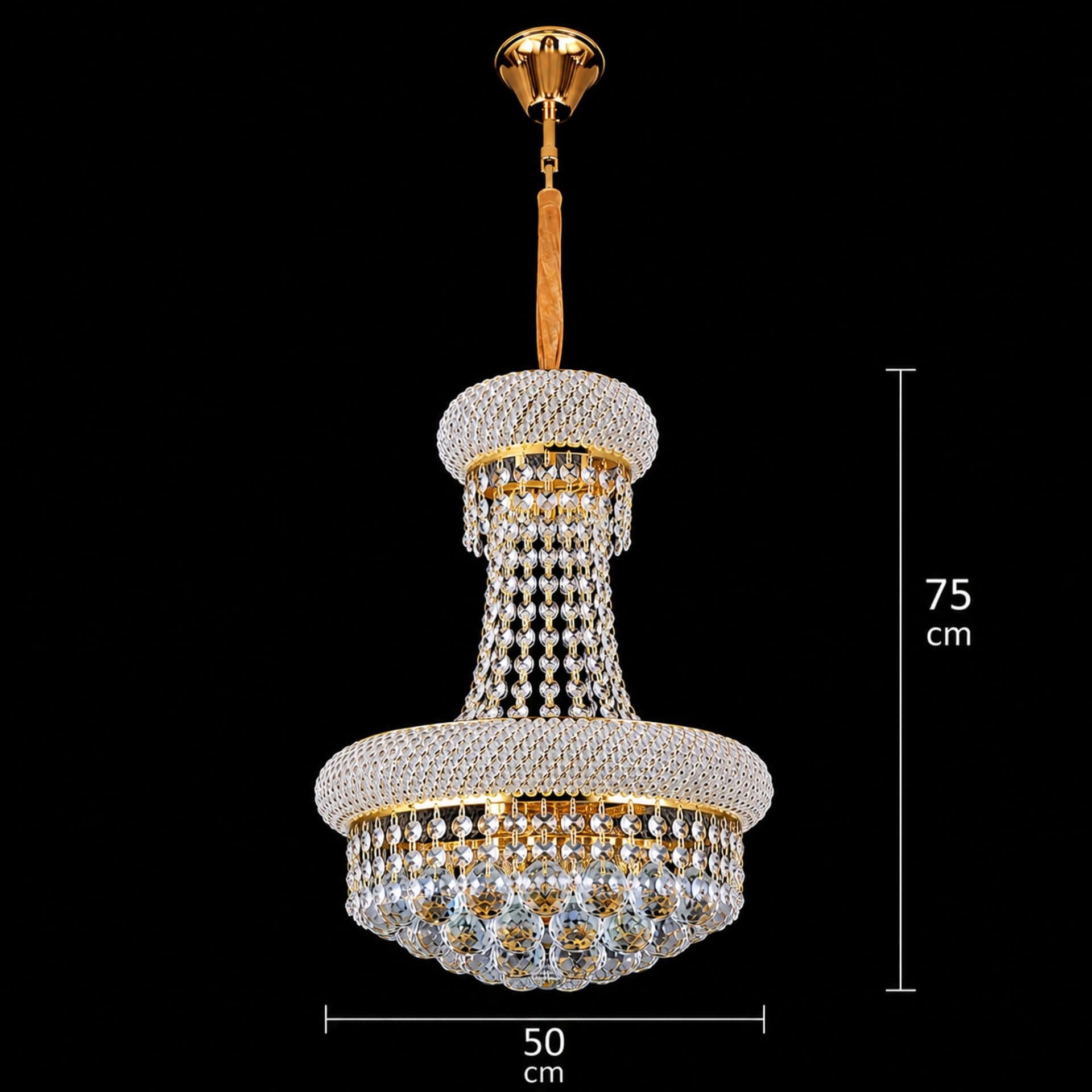 Candelabru Flippy Cristal NUVOLA Elegenza 12x E14 D50 cm Auriu Inaltime Reglabila — imagine 8