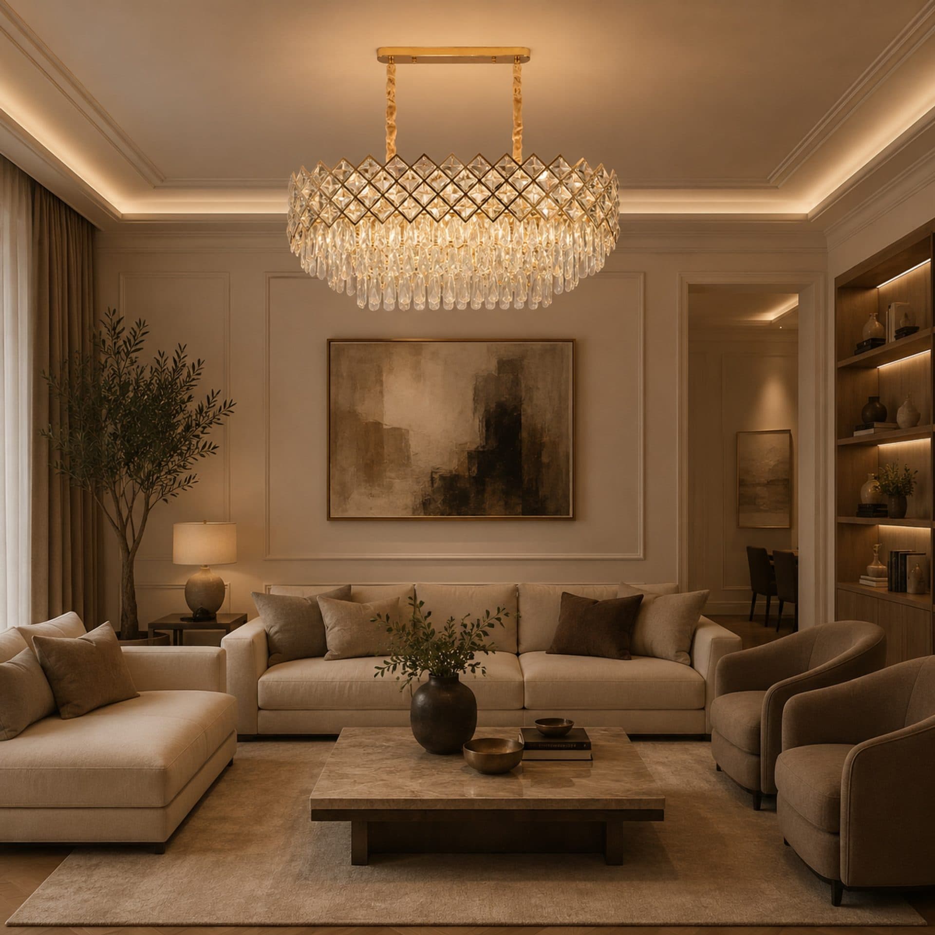 Candelabru Cristal Flippy 8x E14 Auriu Inaltime Reglabila — imagine 2