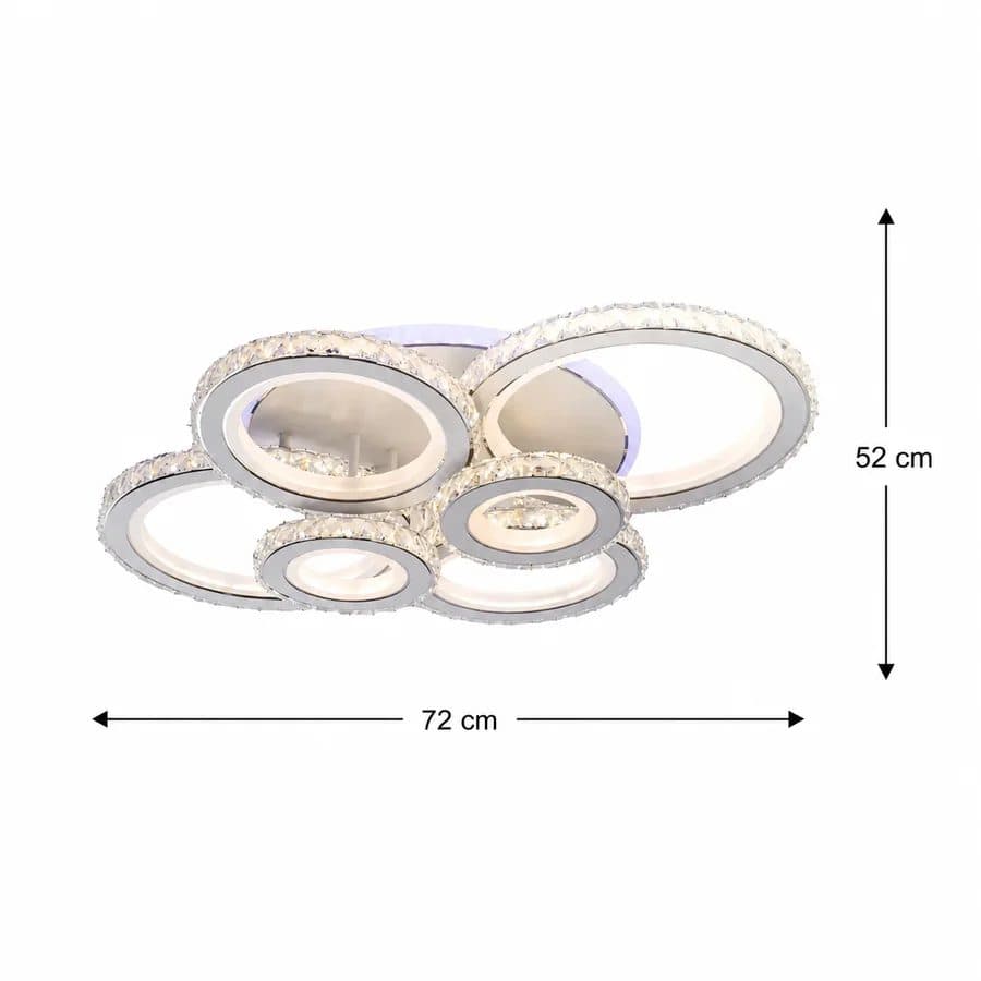 Lustra LED Flippy NOVA ROTONDA RGB 145W, 6 Cercuri, Telecomanda, Alb — imagine 4