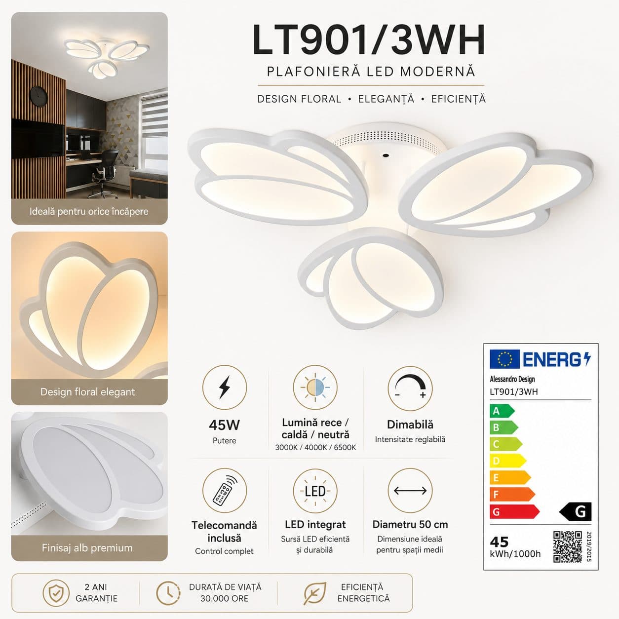 Plafoniera LED TULIP Flippy 45W — imagine 4