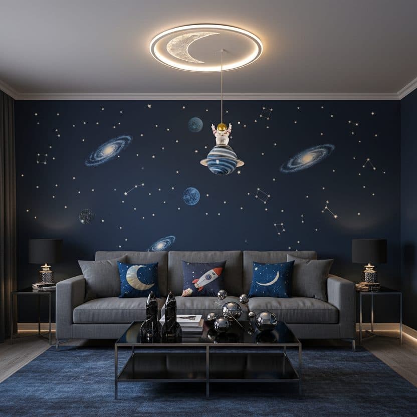 Lustra LED Flippy Astronaut 80W, lumina Rece/Calda/Neutra, Alb — imagine 5