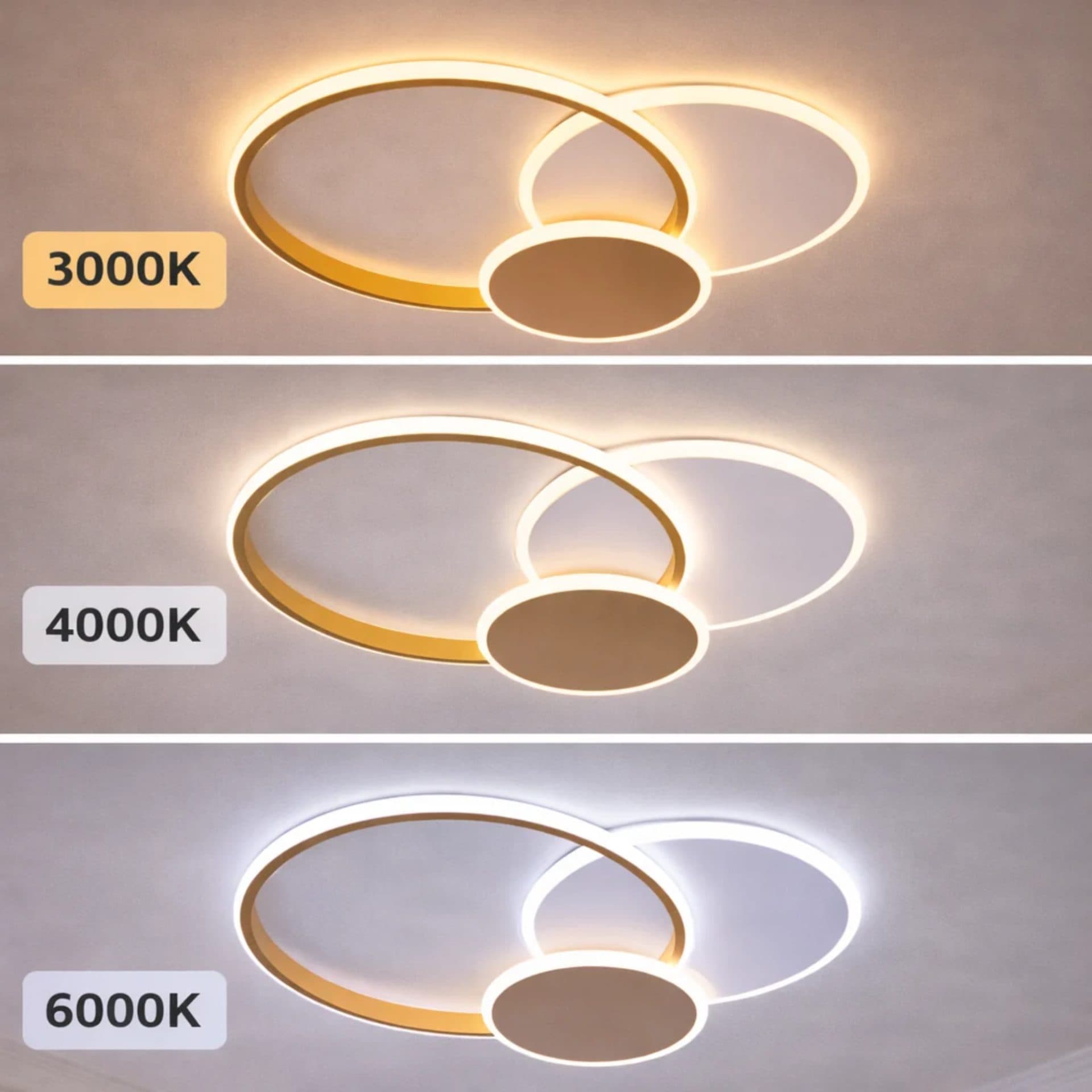 Lustra LED Flippy 46W 3 cercuri dimabila Auriu Alb — imagine 3