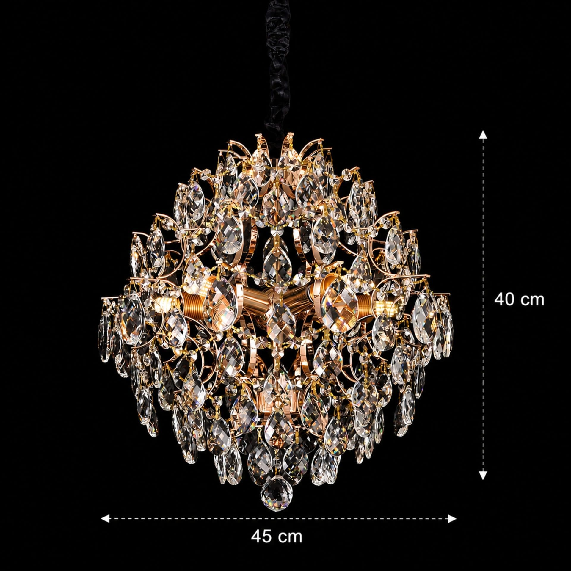 Candelabru cristal Flippy KONIG Nobile, 5xE14, 40cm, auriu — imagine 2