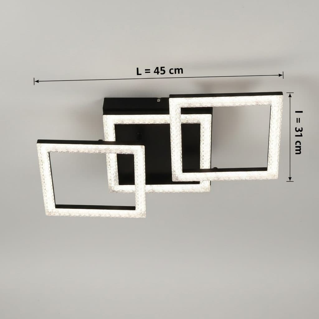 Lustra LED Flippy 43W 3 Patrate Dimabila Negru — imagine 3