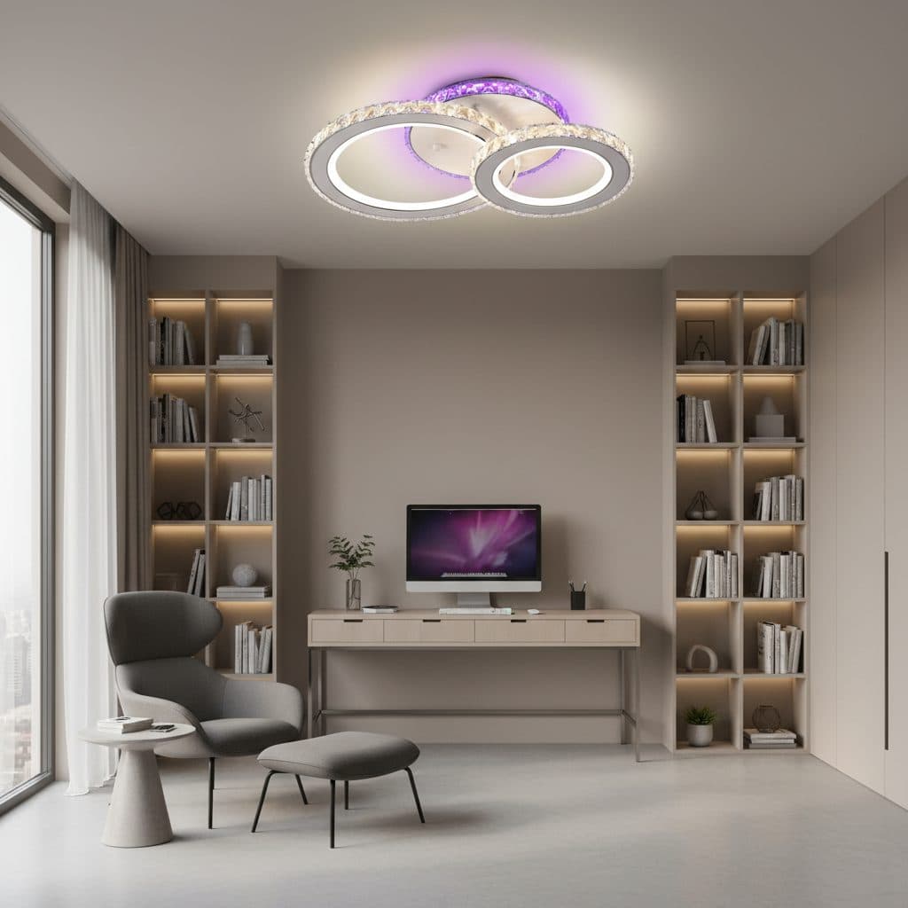 Lustra LED Flippy Rotunda RGB 42W 2 Cercuri telecomanda lumina Rece Calda Neutra Dimabila Alb — imagine 8