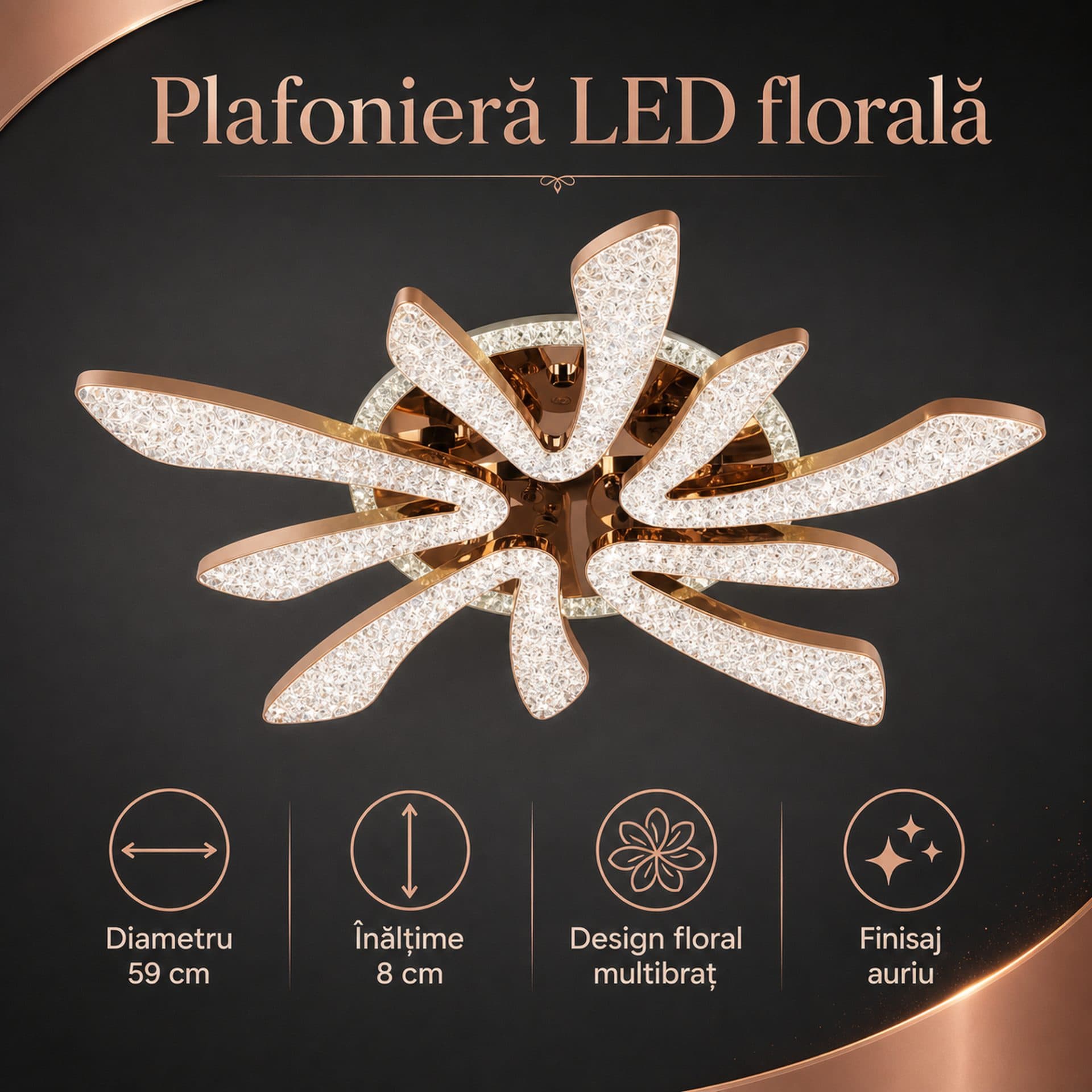 Lustra LED Flippy CHARM Magno Auriu — imagine 8