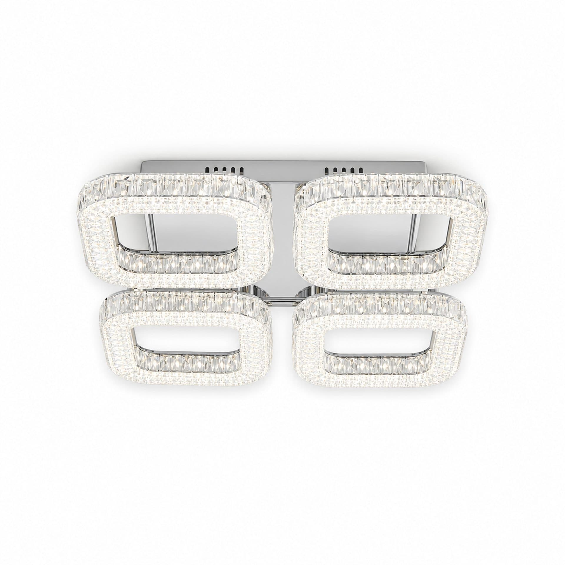 Lustra LED Flippy RENATO Nobile cu telecomanda si cristal, 54W, 4 Patrate, Lumina Rece/Calda/Neutra, Dimabila, Alb — imagine 5