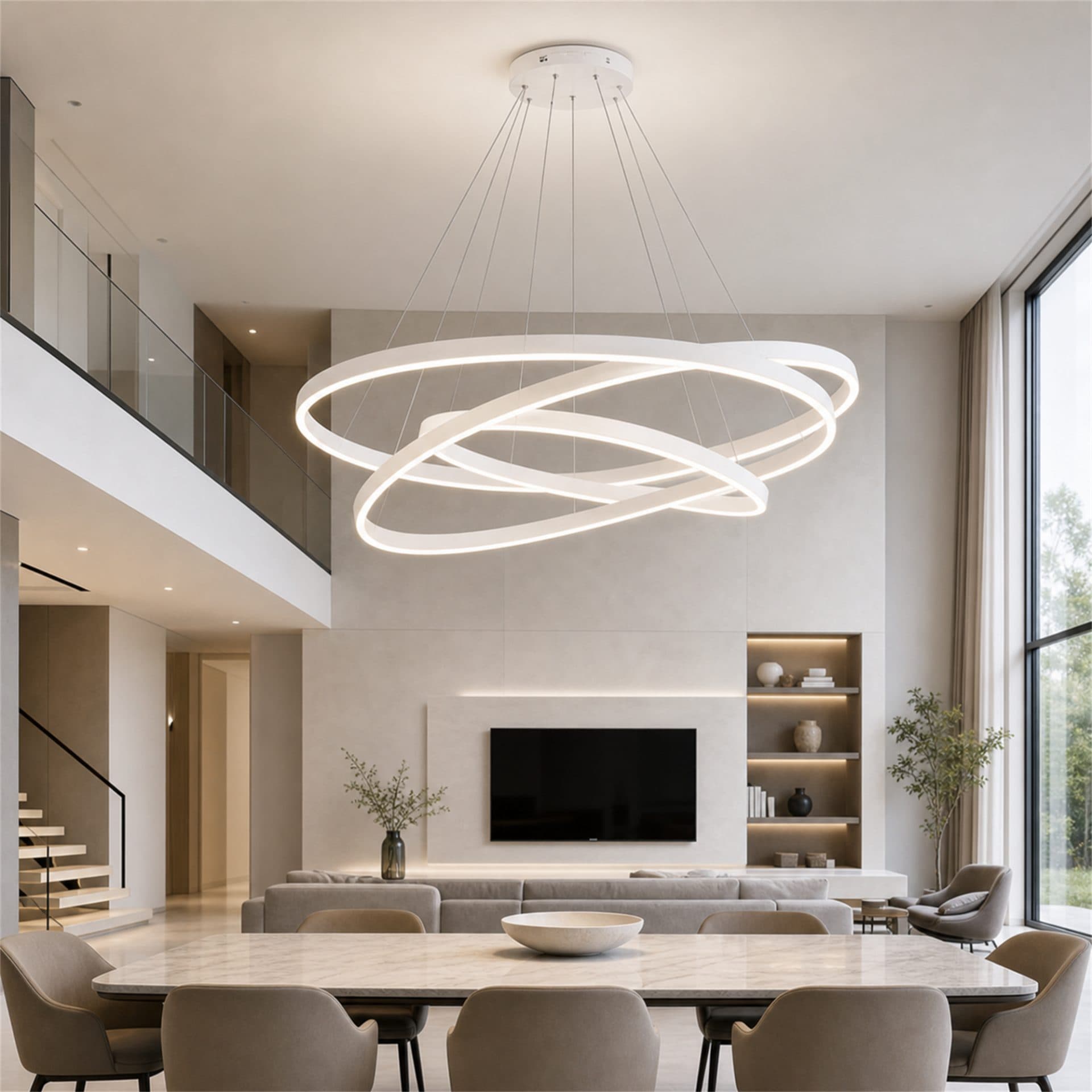 Lustra LED Flippy KALESA Grande Supremo Ø130cm Lumina Neutra 4000K 42W Alb Metal si Acril — imagine 8