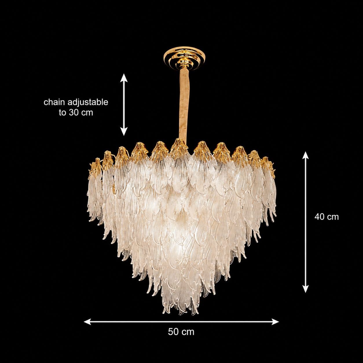 Candelabru Cristal MURANO Eleganza 9xE14 D50 cm Auriu Inaltime Reglabila Flippy — imagine 9