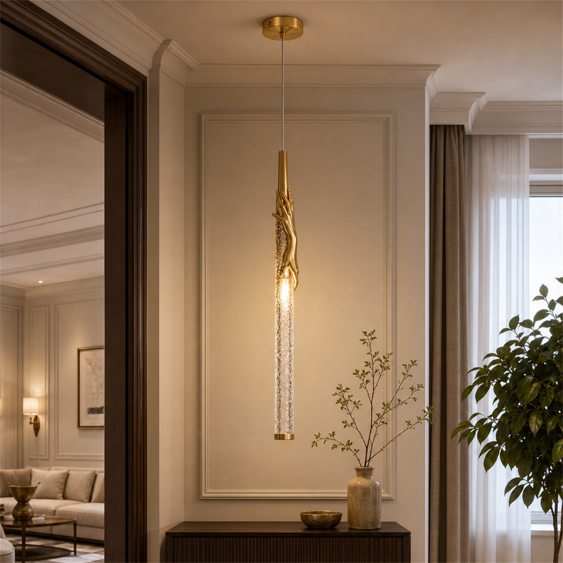 Lustra LED Flippy MANOS Auriu Sticla si Resina — imagine 11