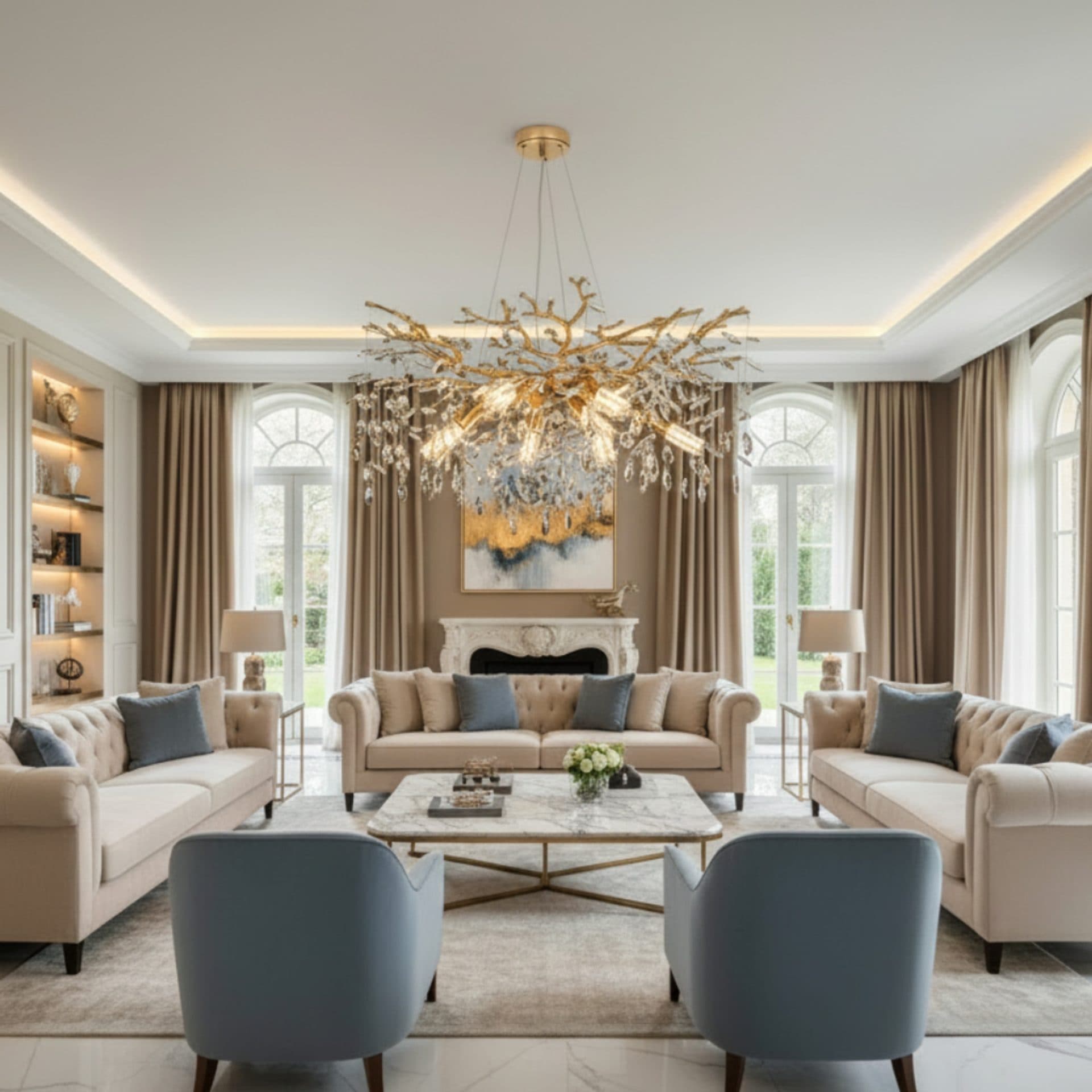 Candelabru Flippy Cristal LEAF Regalis Auriu 10x E14 — imagine 2