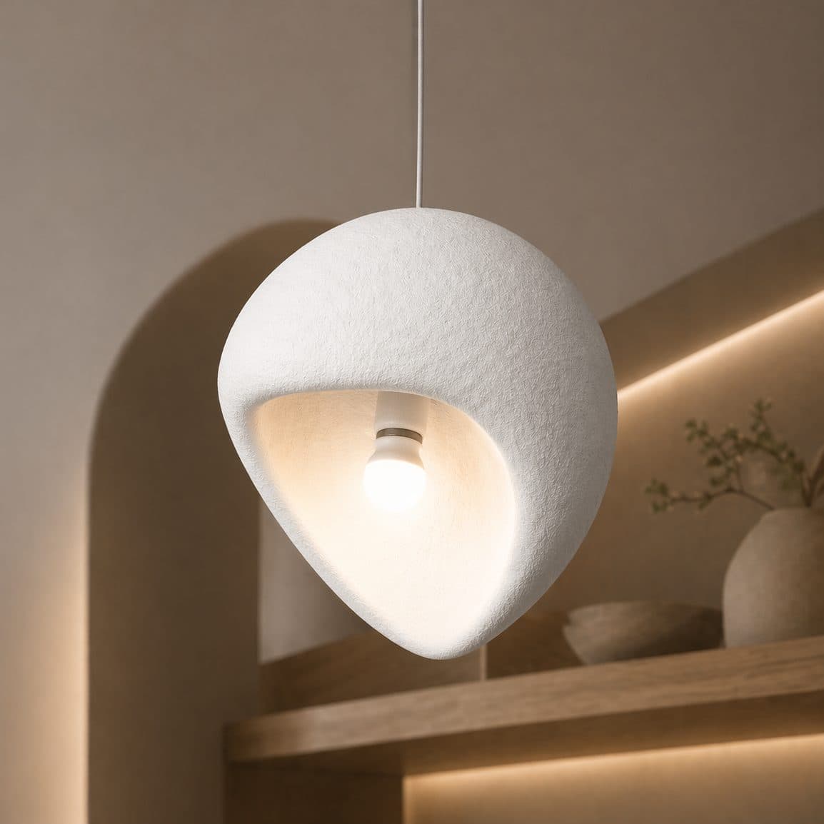 Lustra Suspendata AERA 30 cm 1 X E27 Alb Metal si Spuma — imagine 8