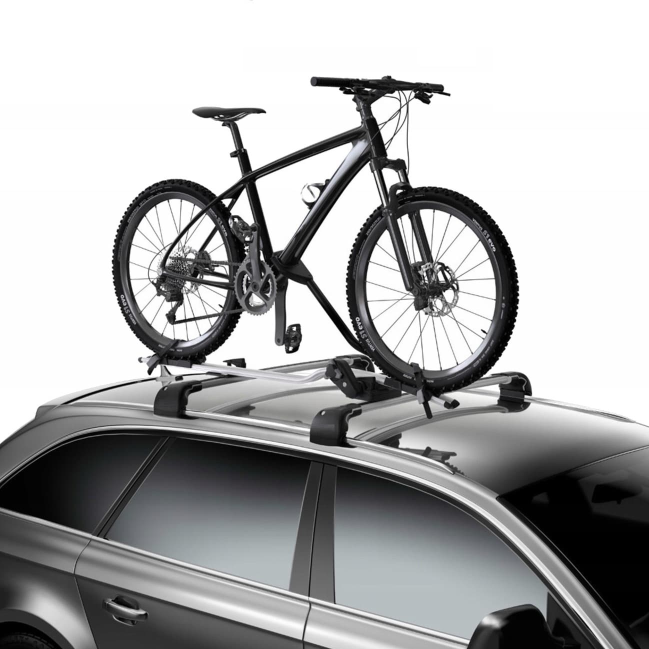 Suport auto bicicleta vertical pe bare transversale — imagine 1