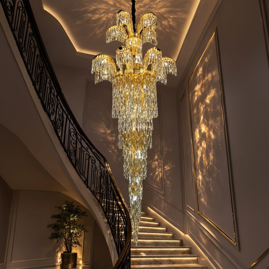 Candelabru Cristal Flippy 13 brate 29xG9 Diametru 80cm Auriu Lucios — imagine 5