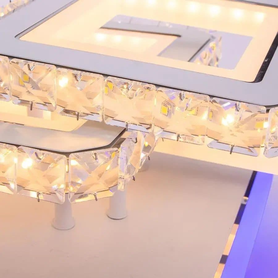 Lustra LED Flippy 87W 3 Patrate Telecomanda Cristal Alb — imagine 3