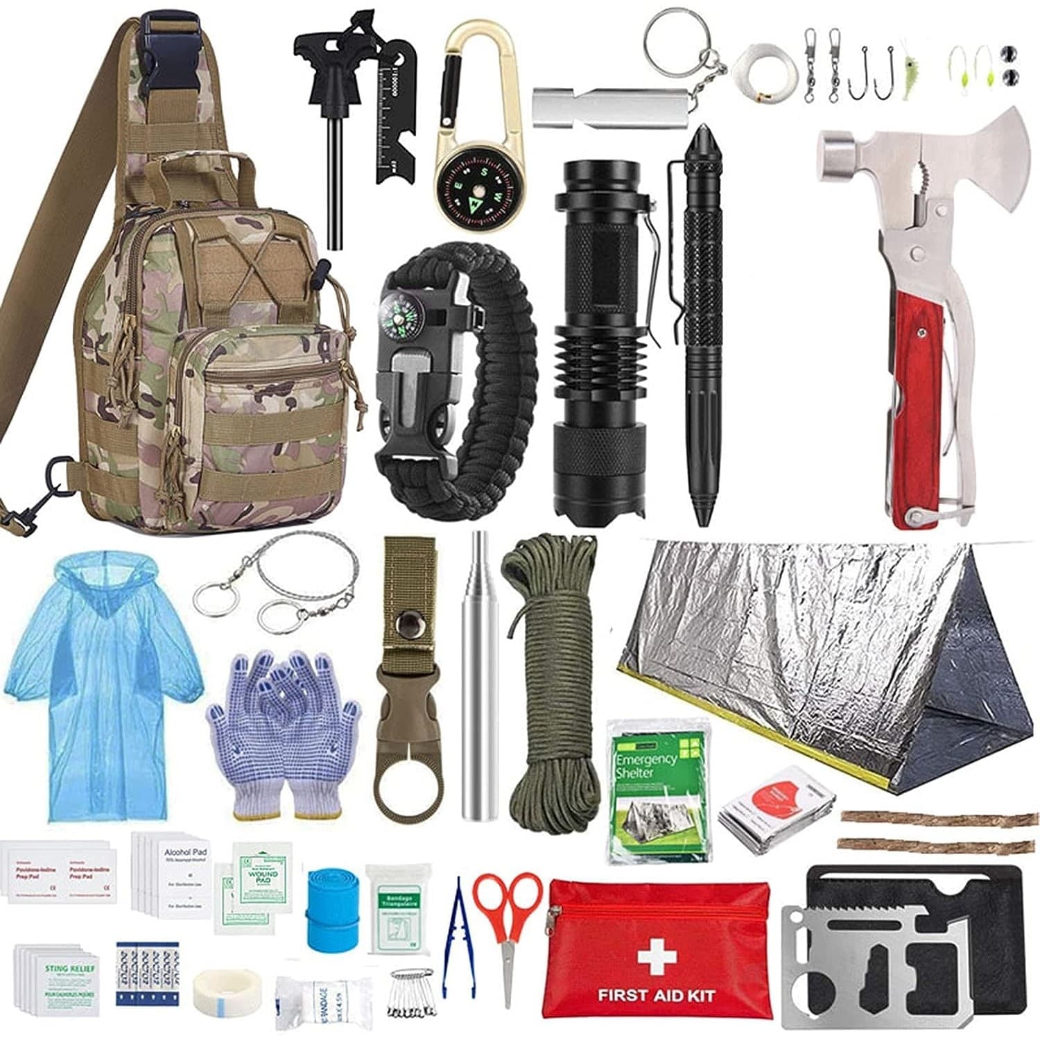 Kit supravietuire Flippy, set 40 accesorii si instrumente, model Army, negru — imagine 1