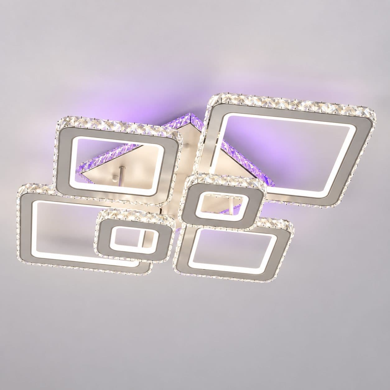Lustra LED Flippy RGB 288W 6 Patrate Cristal — imagine 1