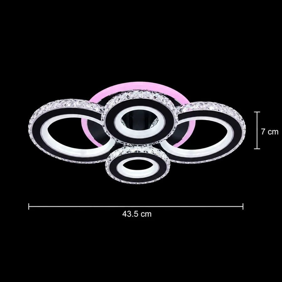 Lustra LED Flippy NOVA Rotonda RGB 82W, 4 Cercuri, telecomanda, Negru — imagine 4