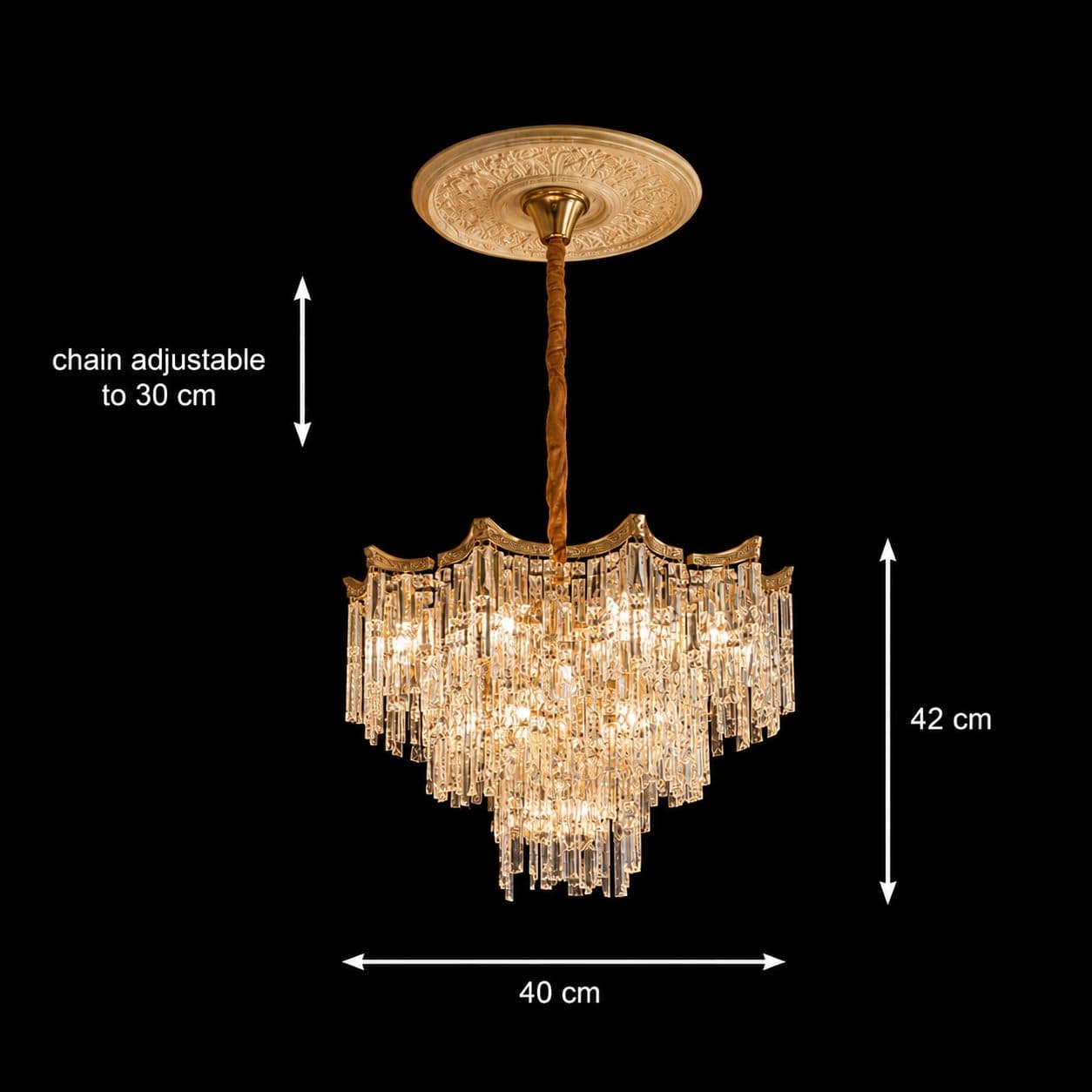 Candelabru Flippy Cristal 6x E14 Diametru 40 cm Auriu — imagine 9