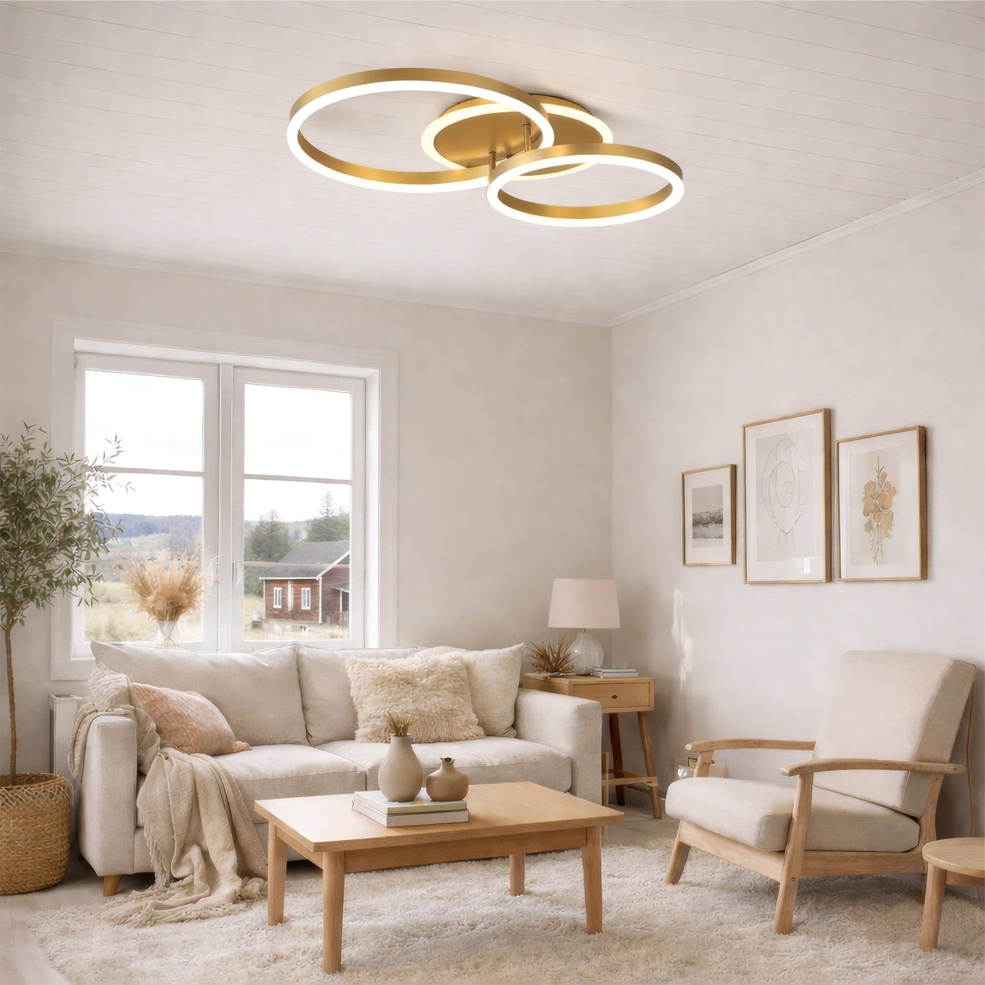 Lustra LED Flippy 66W, telecomanda, lumina Rece/Calda/Neutra, Auriu Lucios — imagine 16