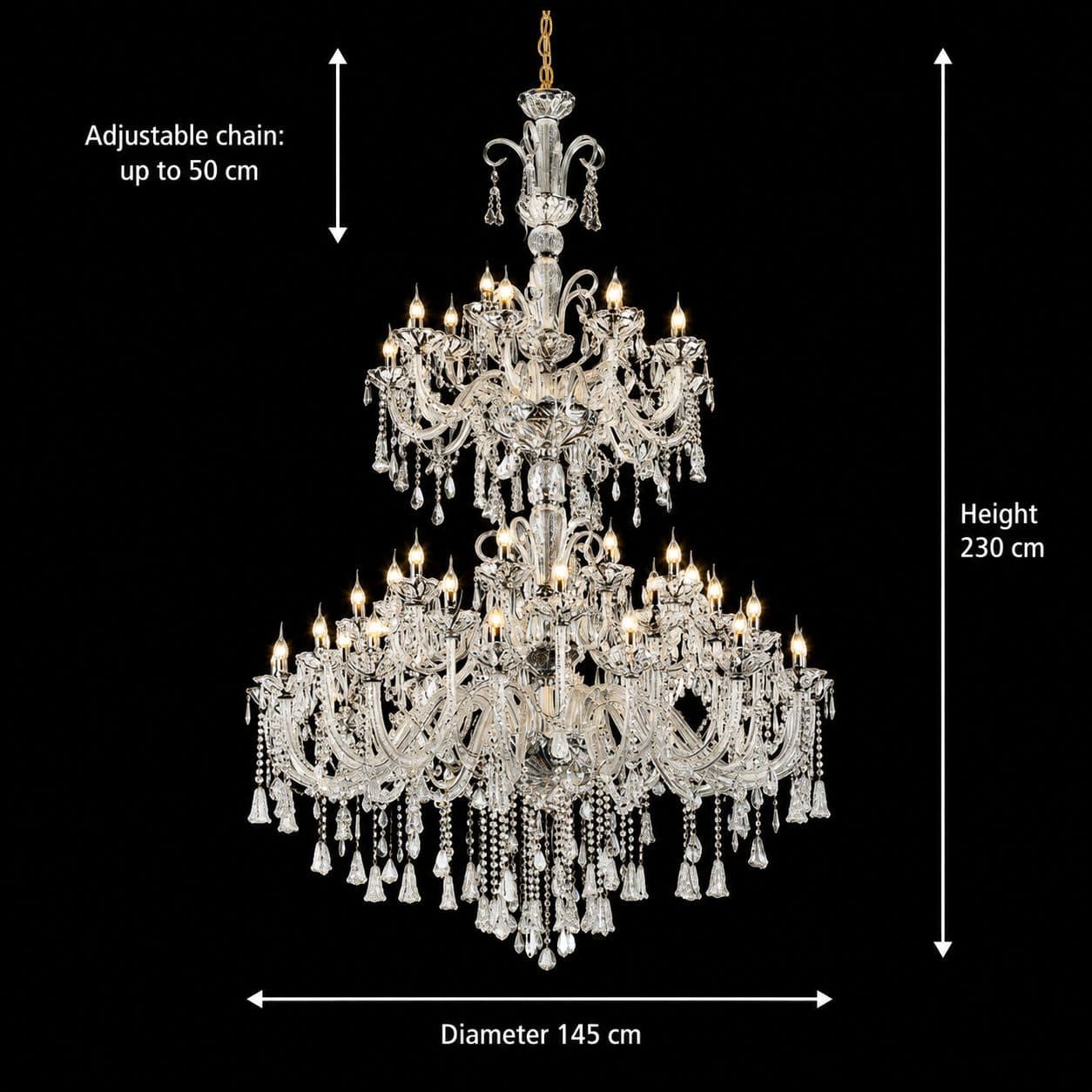 Candelabru Cristal Flippy 55xE14 Diametru 145cm Inaltime 230cm Argintiu — imagine 8