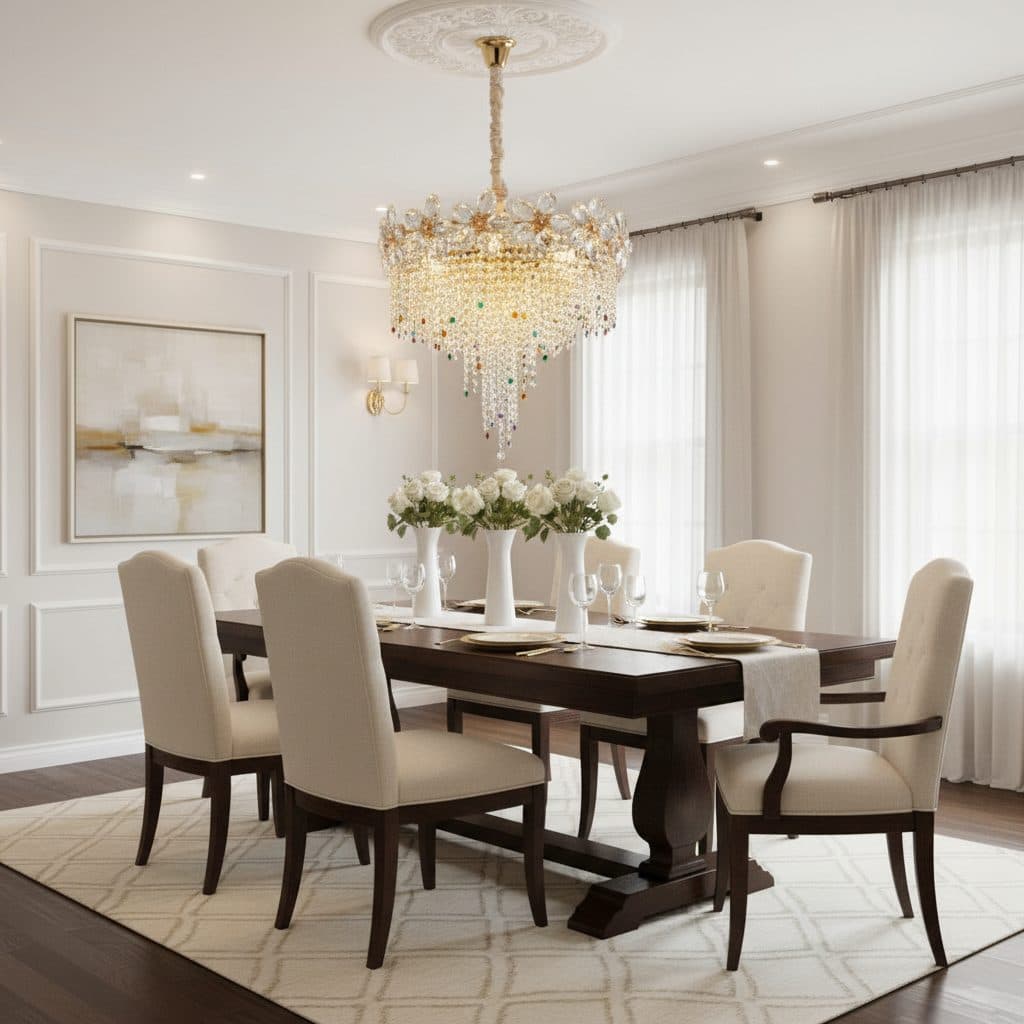 Candelabru Flippy Cristal BLOSSOM Magno, 8x E14, 60cm, Auriu Lucios, Inaltime Reglabila, Metal si Cristal — imagine 7