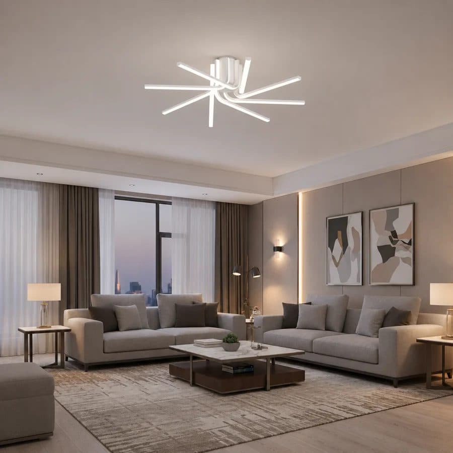 Lustra LED cu telecomanda Flippy IBANE, 144W, Alb — imagine 1