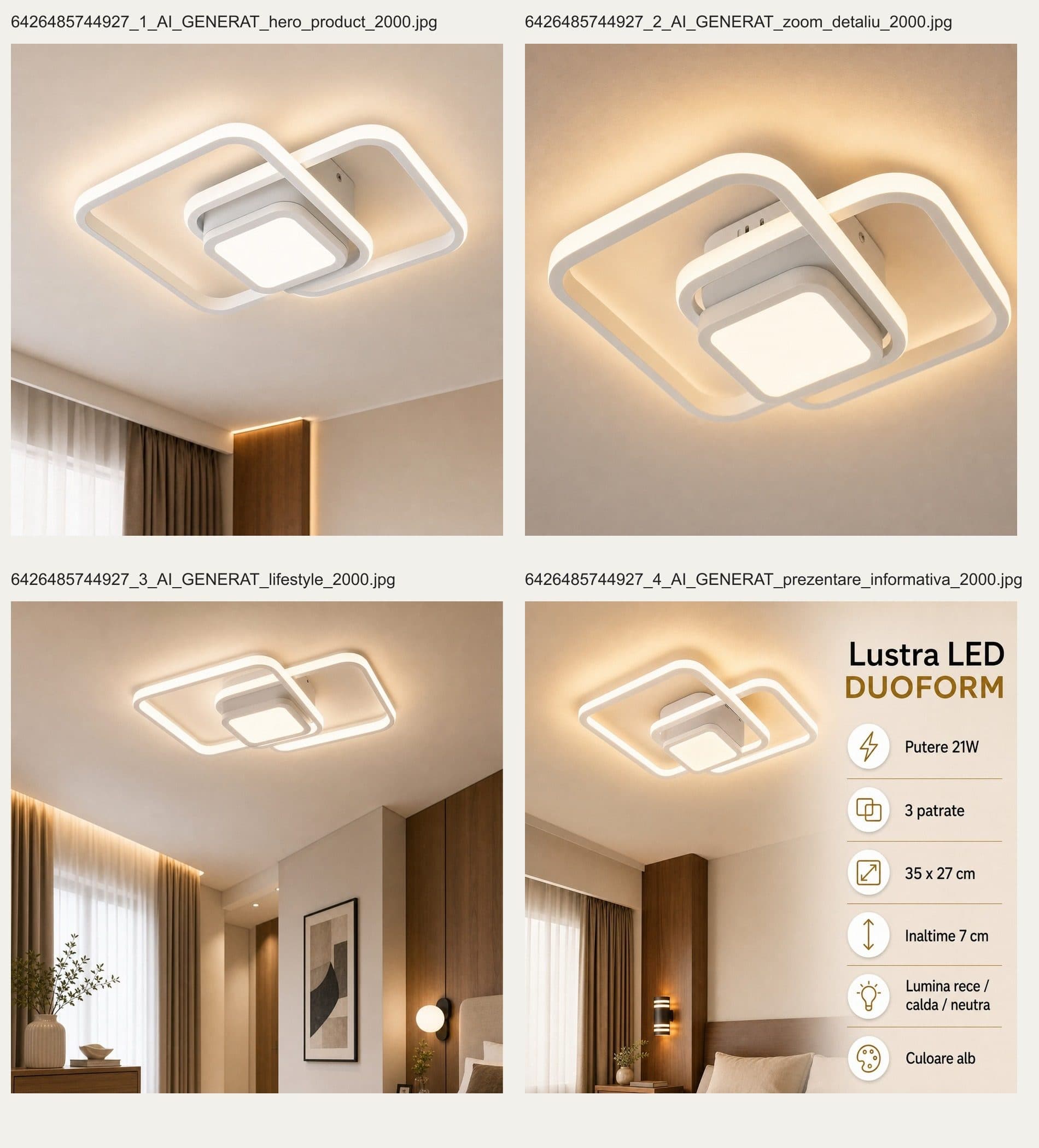 Lustra LED DUOFORM Flippy, 21W, design geometric, alb — imagine 8
