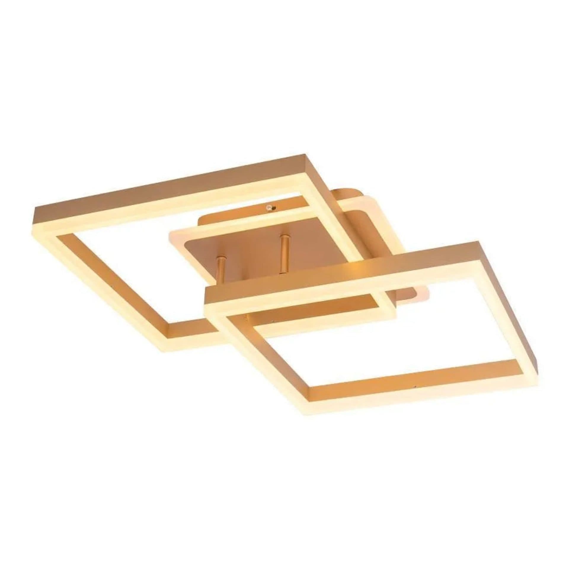 Lustra LED Flippy 142W 2 Patrate lumina Rece Calda Neutra Dimabila Auriu — imagine 1