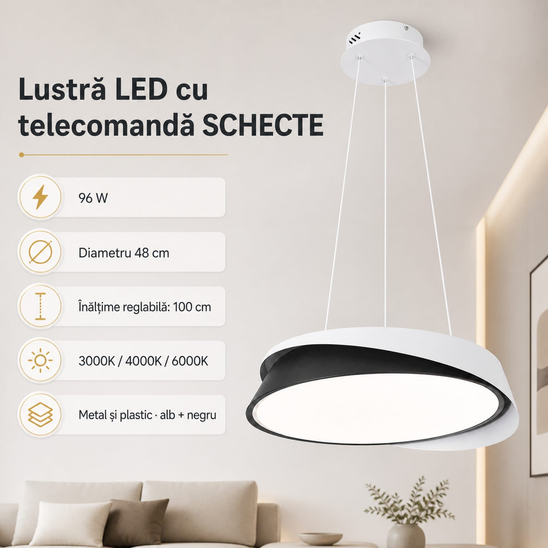 Lustra LED cu telecomanda Flippy SCHECTE — imagine 4