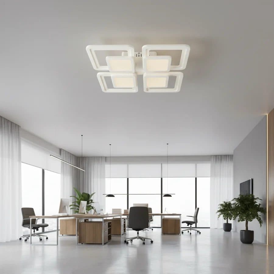 Lustra LED 96W 4 Patrate Flippy Alb Mat — imagine 3