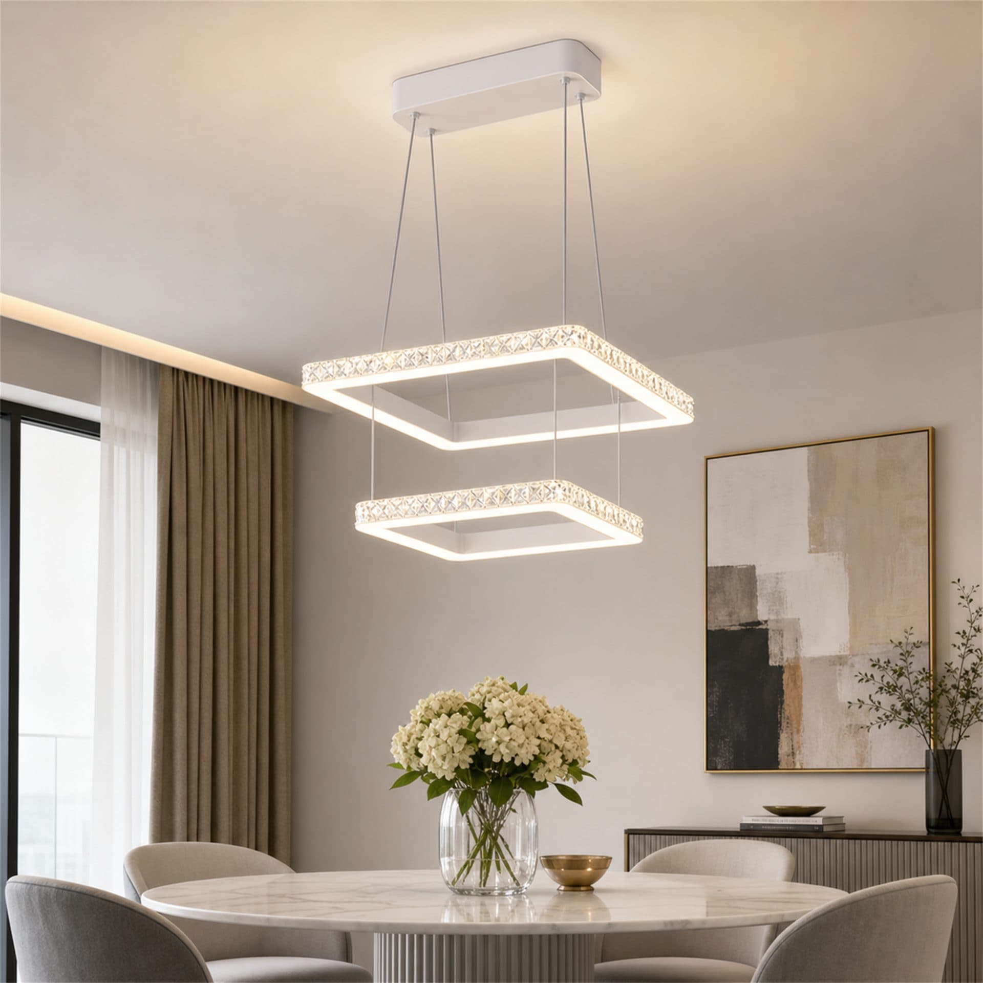 Lustra LED Flippy RENATO Petito 13W telecomanda cristal Alb — imagine 3
