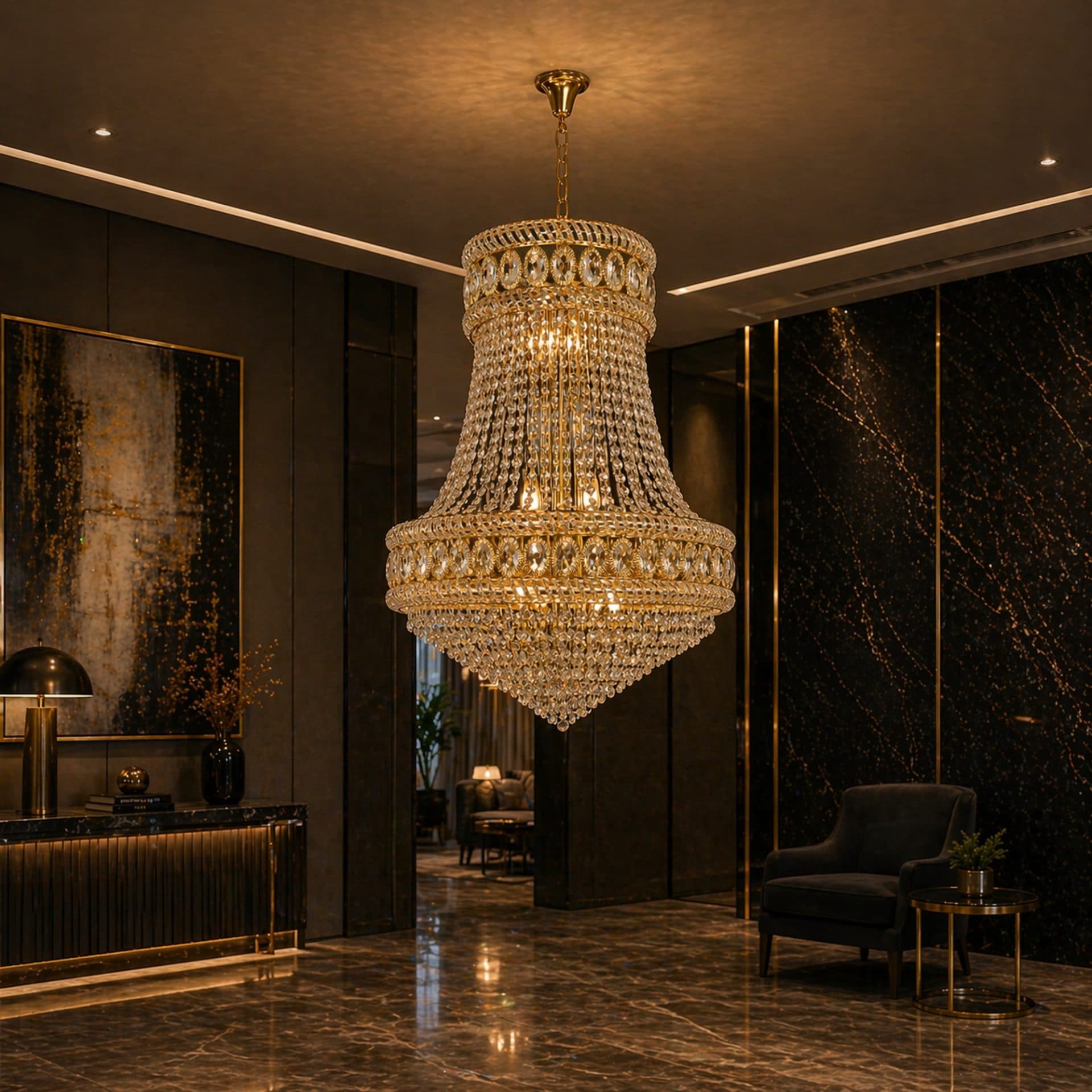 Candelabru Flippy Cristal EMPIRE Magno 10x E14 D60 cm Auriu — imagine 4