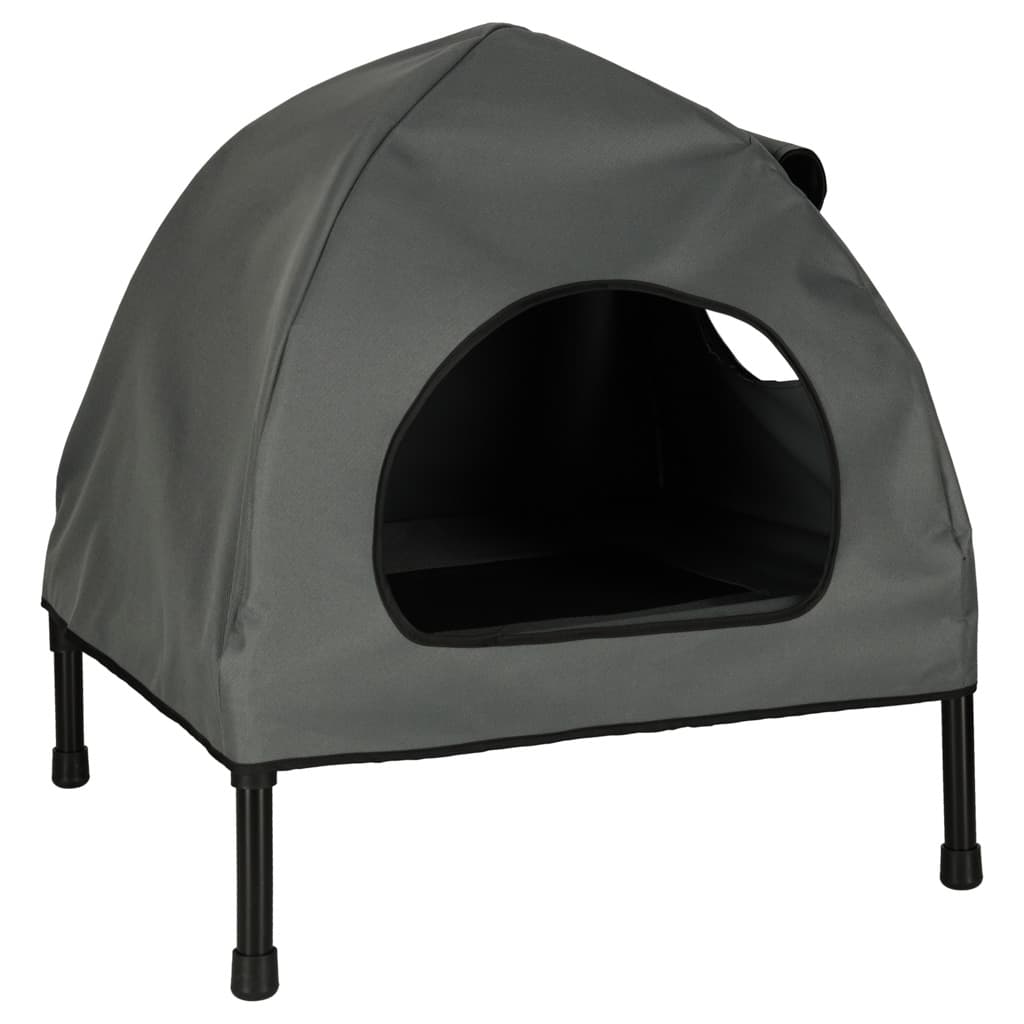 Pat tip cusca pentru caini si pisici, cadru metalic negru si panza gri, 60 x 54 x 44 cm — imagine 5